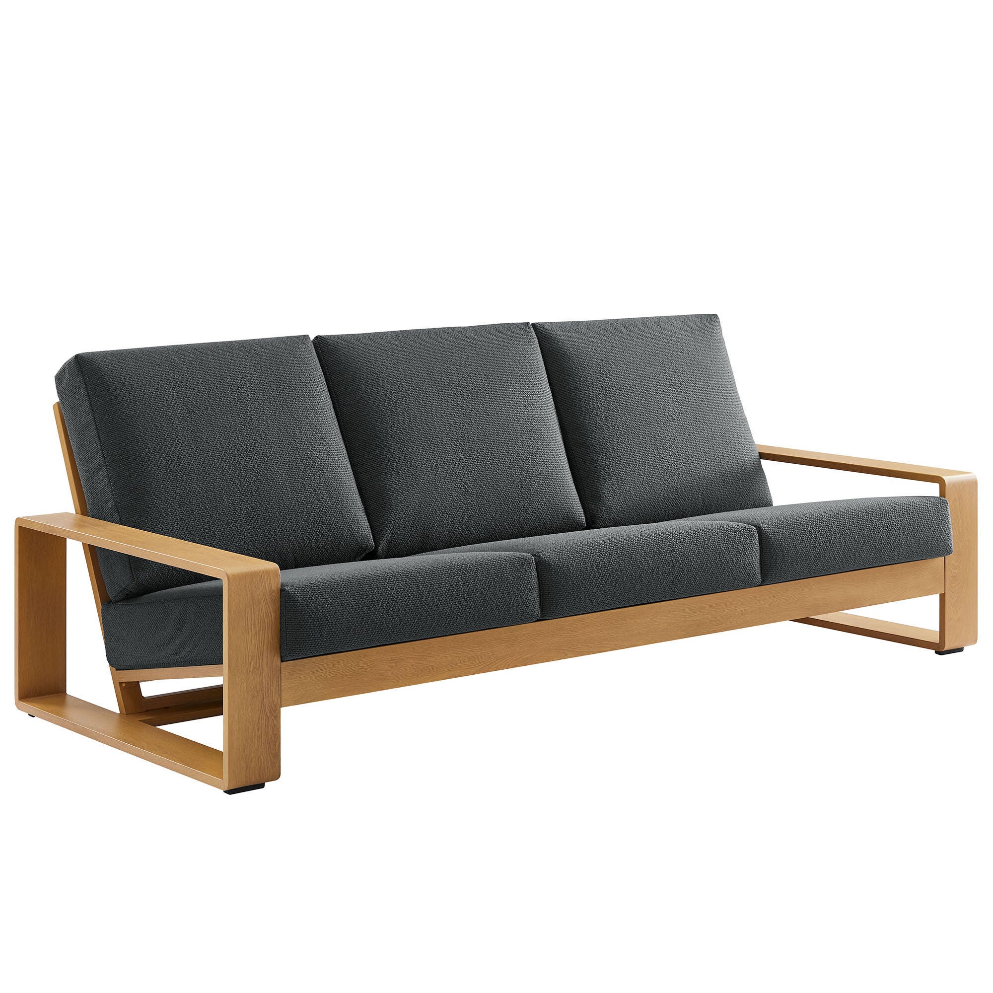 Modway Lirienne Outdoor Sofa, Charcoal/Natural, large