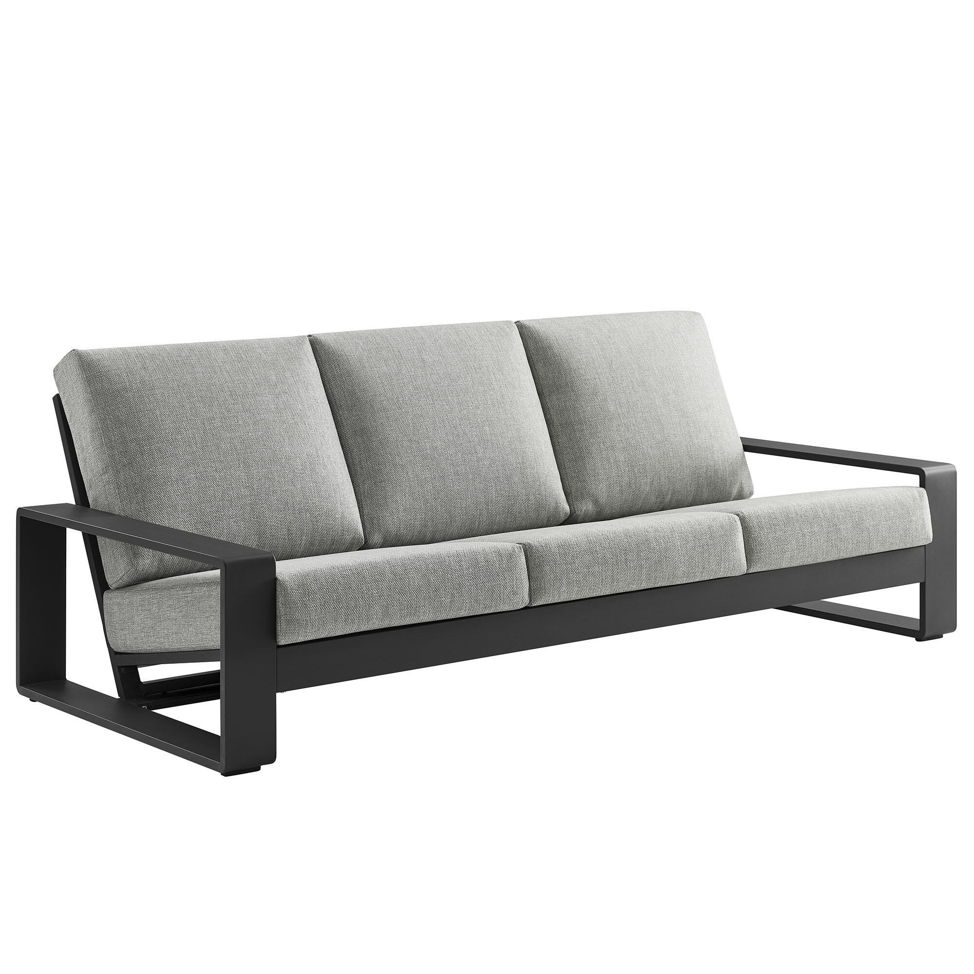 Modway Lirienne Outdoor Sofa, Light Gray/Black, large