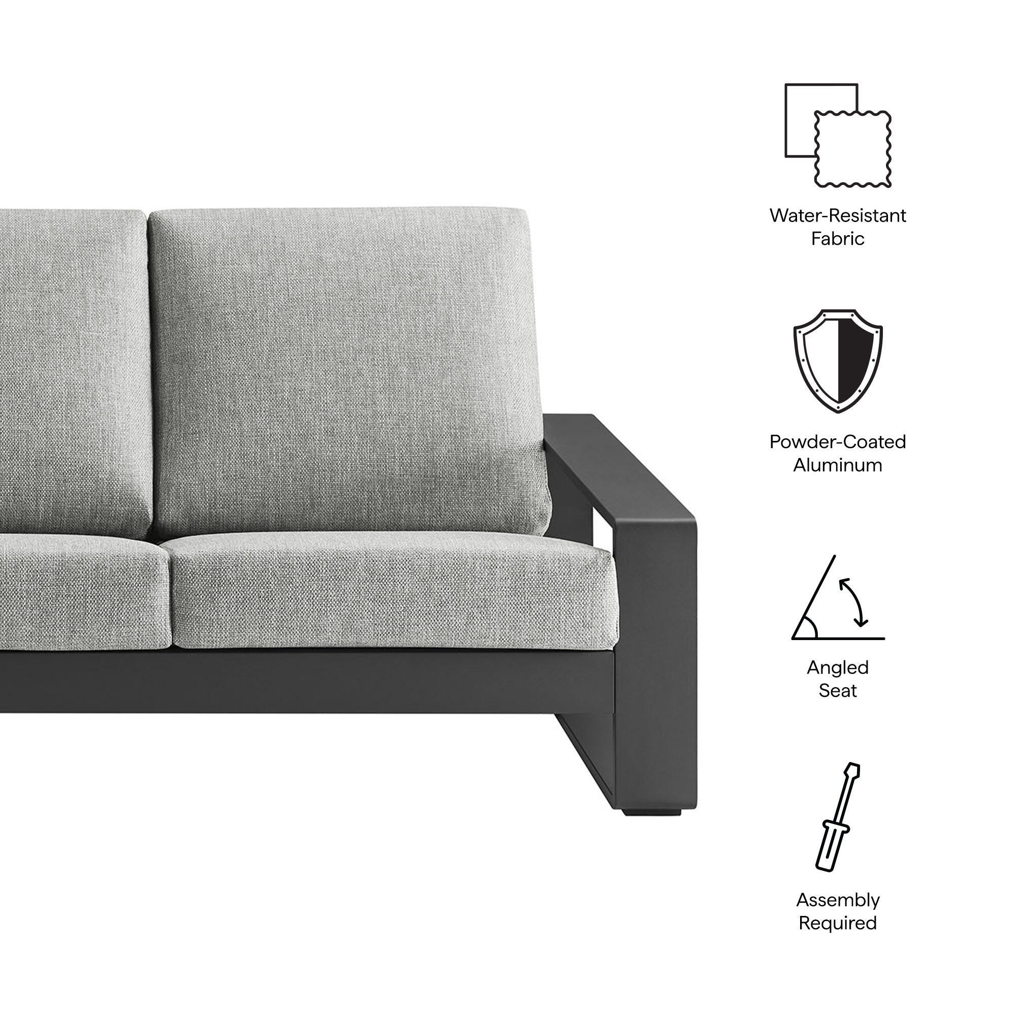Modway Lirienne Outdoor Sofa, Light Gray/Black, large