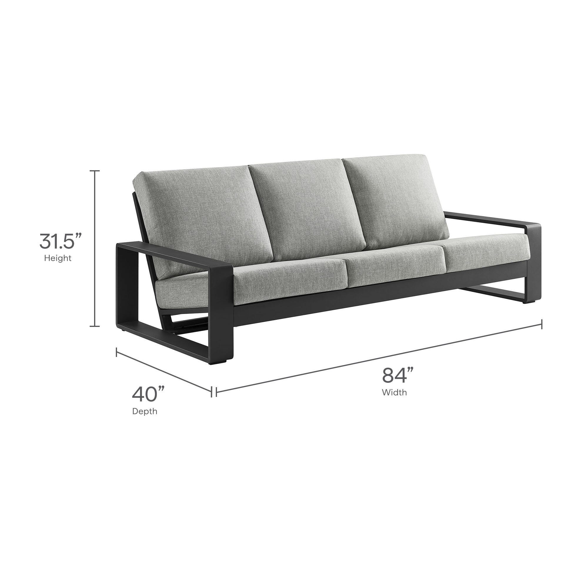 Modway Lirienne Outdoor Sofa, Light Gray/Black, large