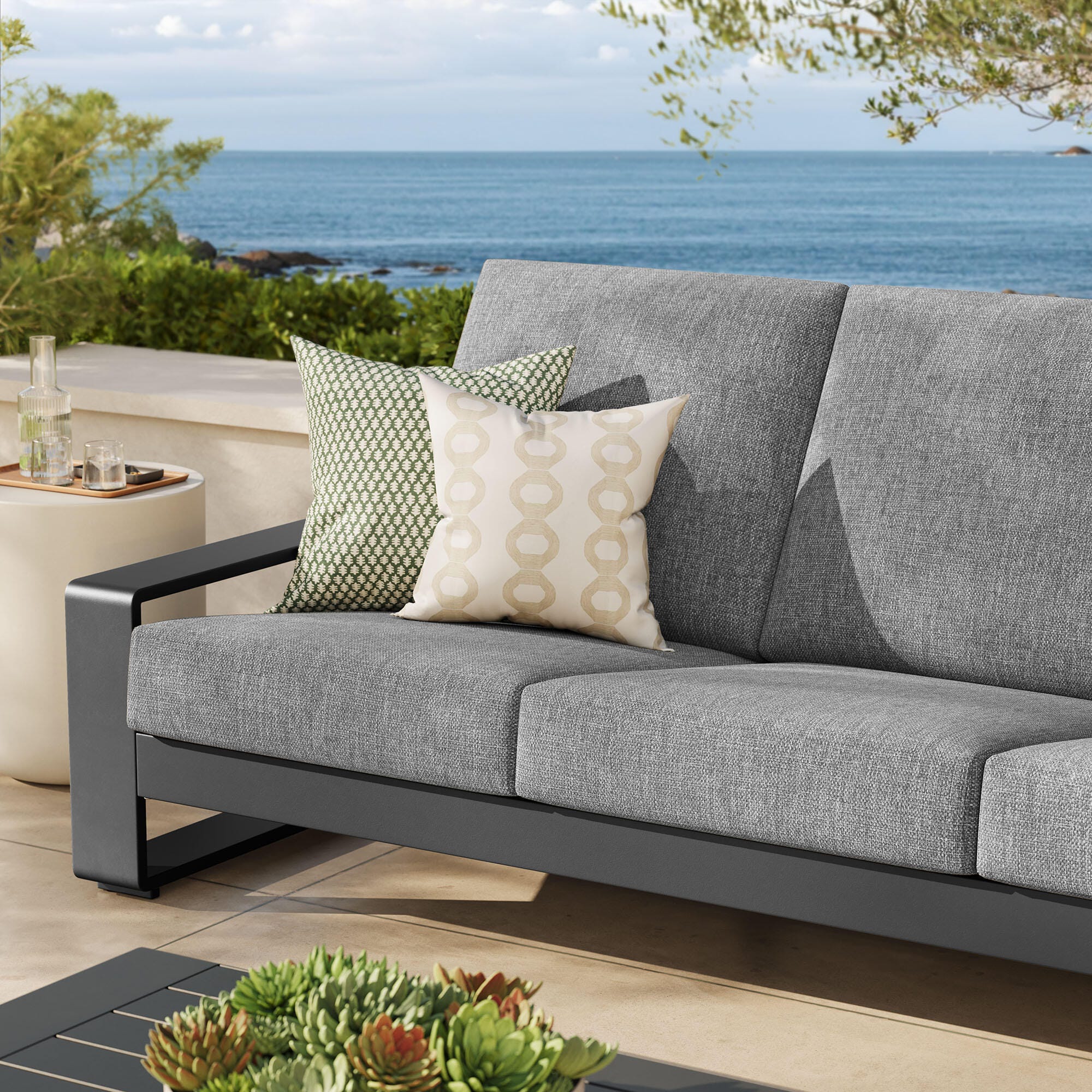 Modway Lirienne Outdoor Sofa, Light Gray/Black, large