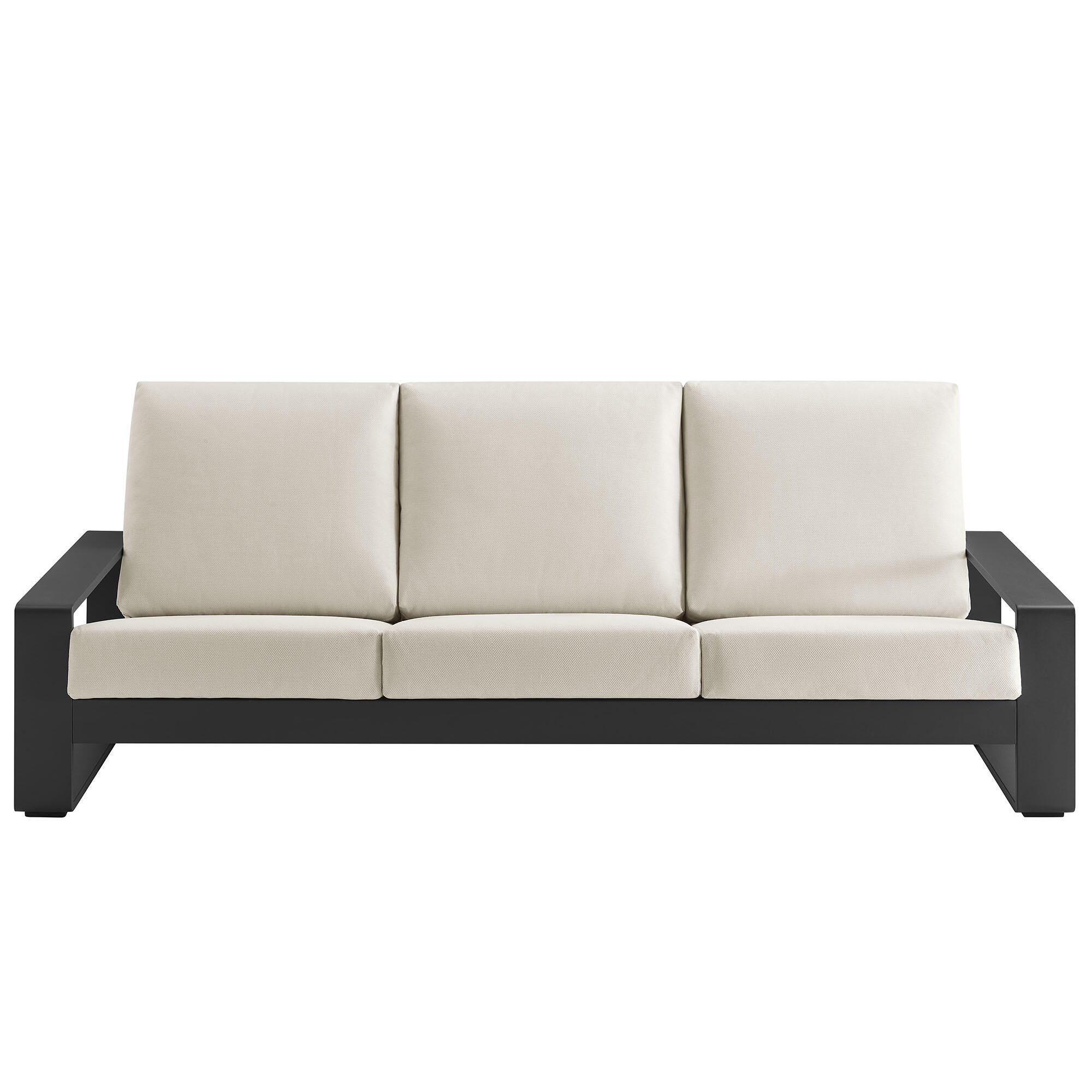 Modway Lirienne Outdoor Sofa, Cream Gray/Black, large