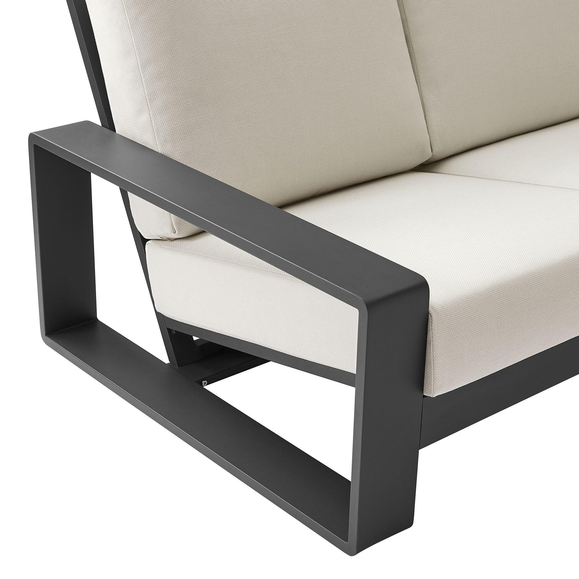 Modway Lirienne Outdoor Sofa, Cream Gray/Black, large