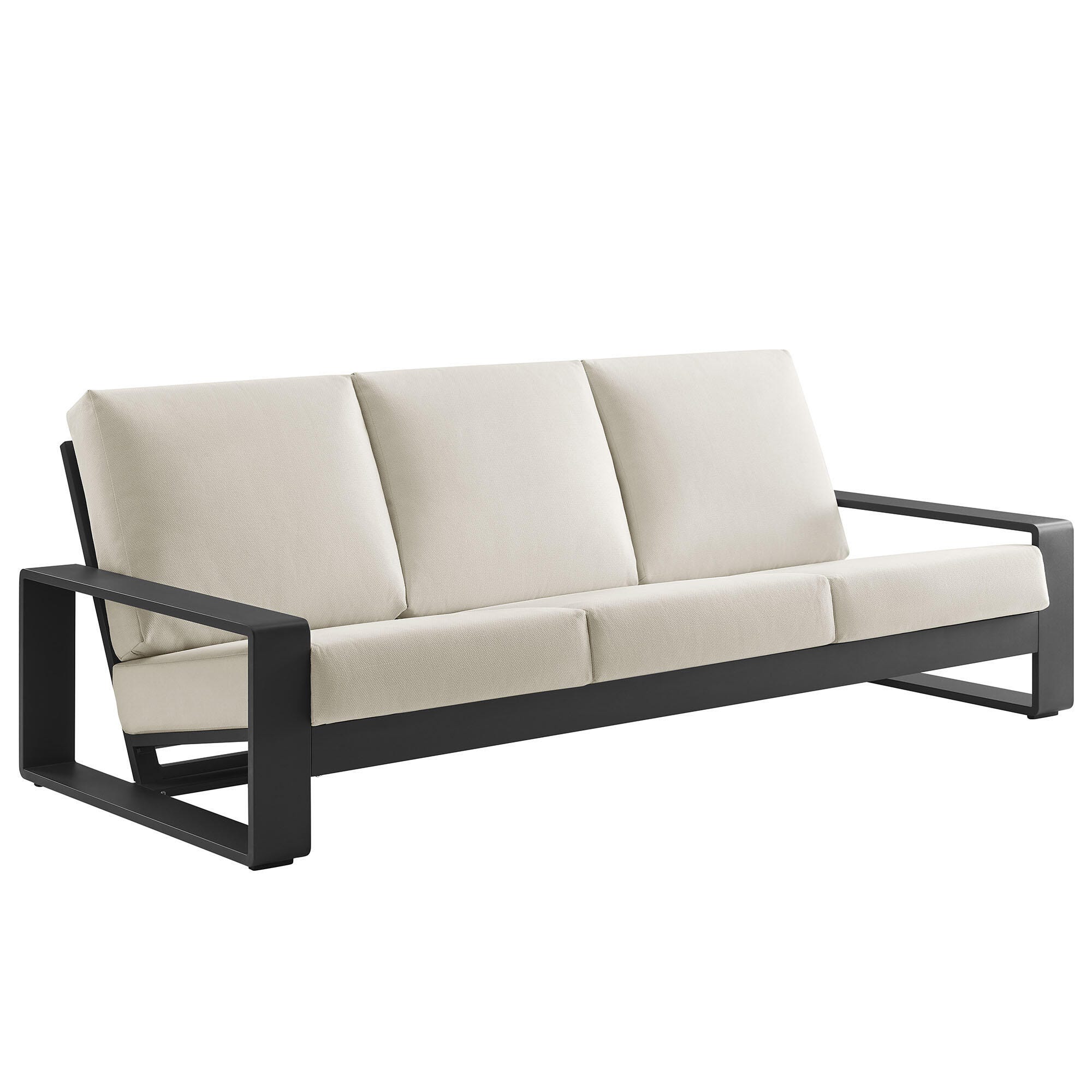 Modway Lirienne Outdoor Sofa, Cream Gray/Black, large