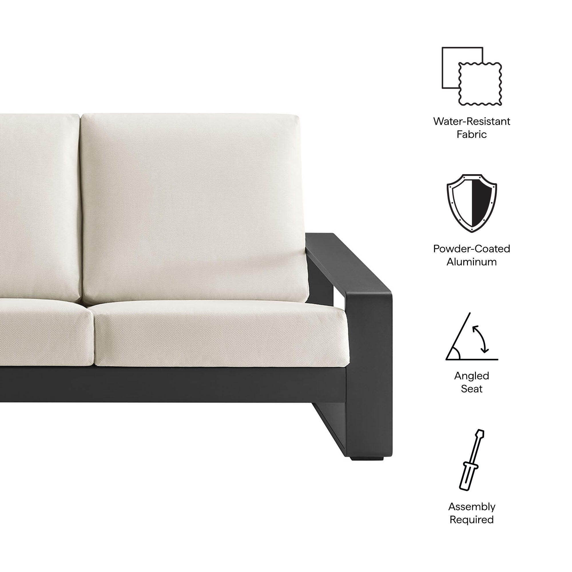 Modway Lirienne Outdoor Sofa, Cream Gray/Black, large