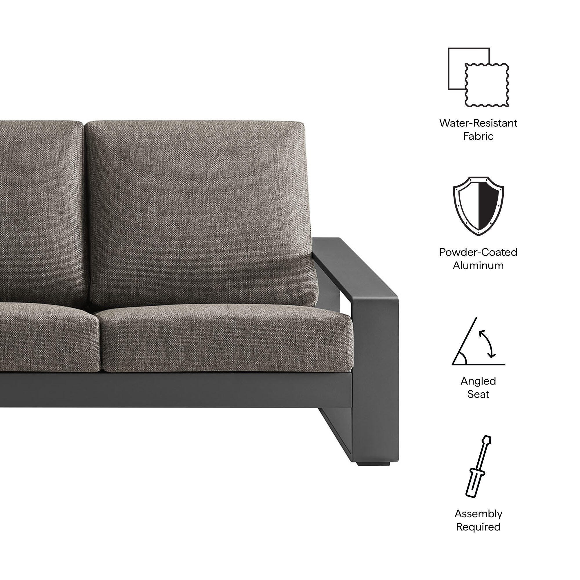 Modway Lirienne Outdoor Sofa, Smoke Gray/Black, large