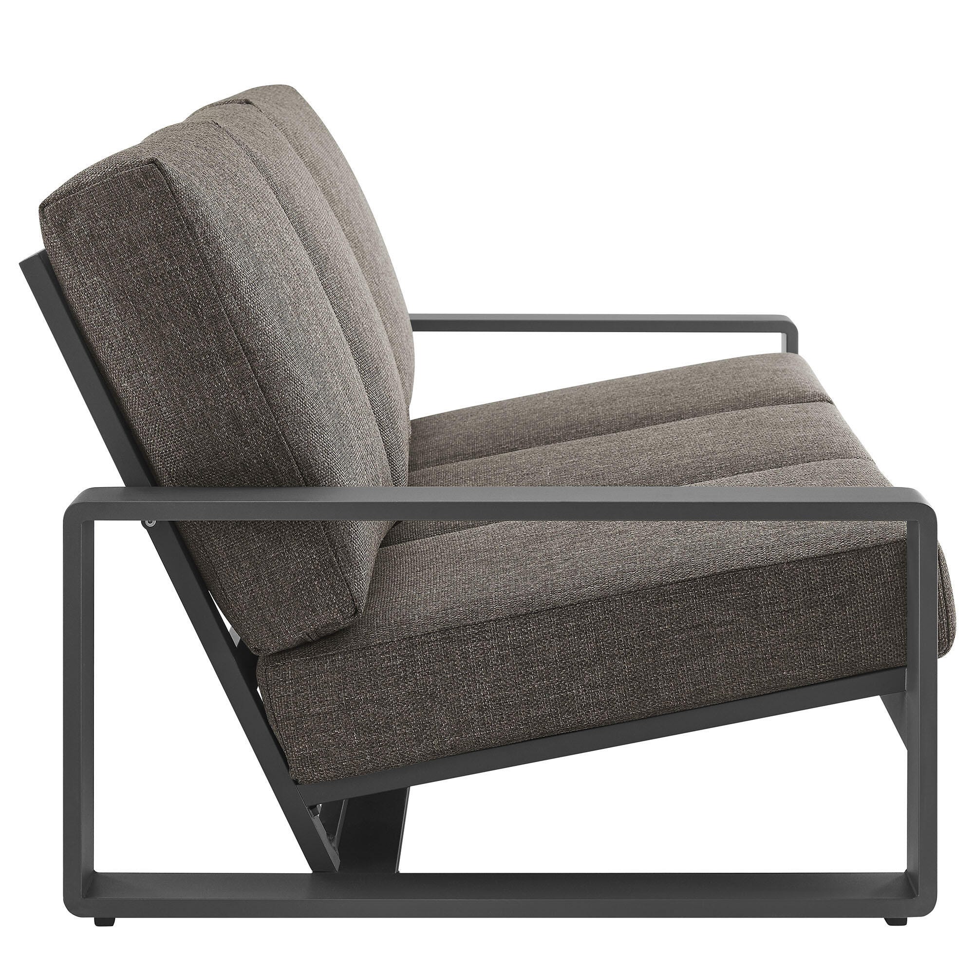 Modway Lirienne Outdoor Sofa, Smoke Gray/Black, large