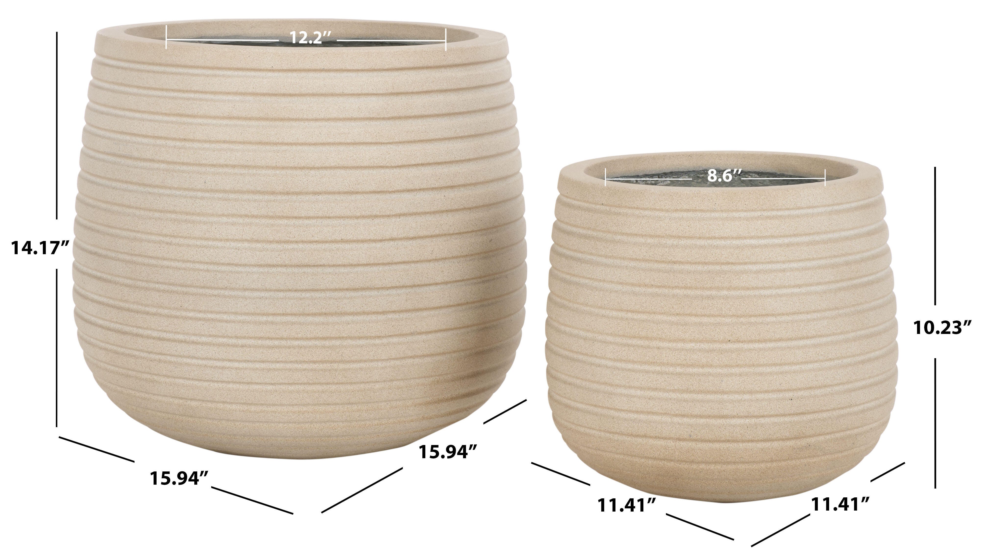 Safavieh Jasper Outdoor Planter (Set of 2), Beige, large