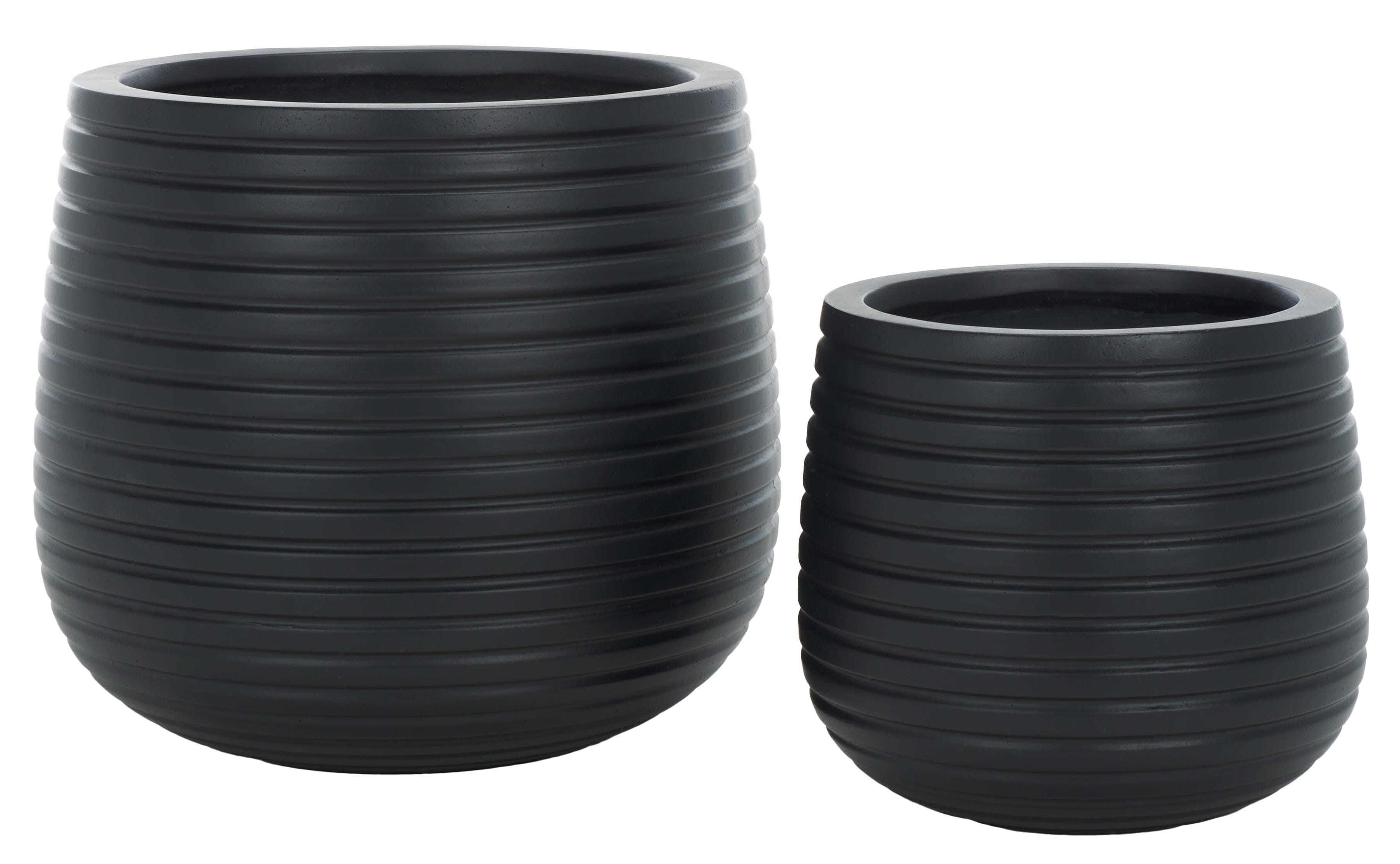 Safavieh Jasper Outdoor Planter (Set of 2), Black, large