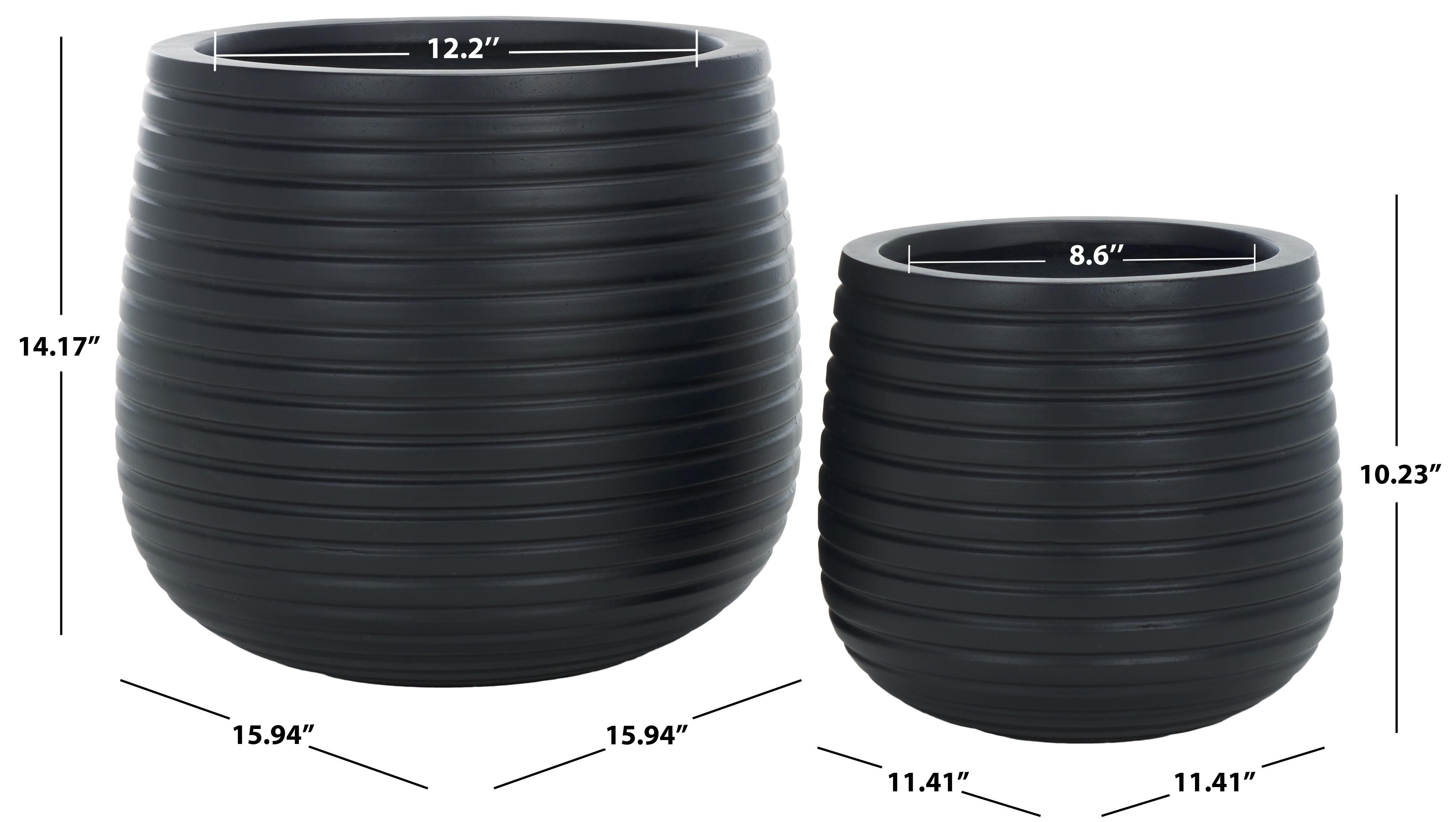 Safavieh Jasper Outdoor Planter (Set of 2), Black, large
