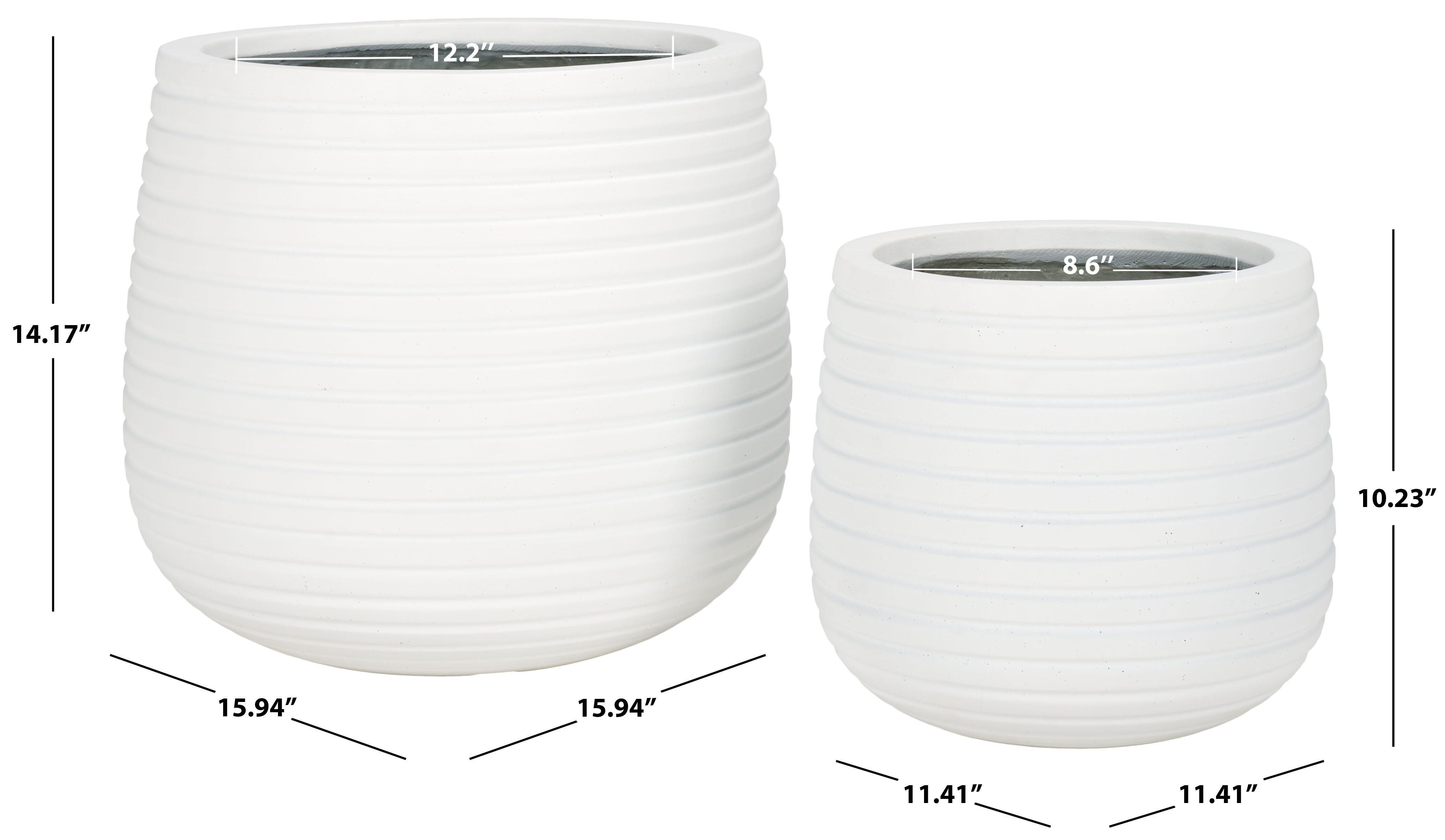 Safavieh Jasper Outdoor Planter (Set of 2), White, large