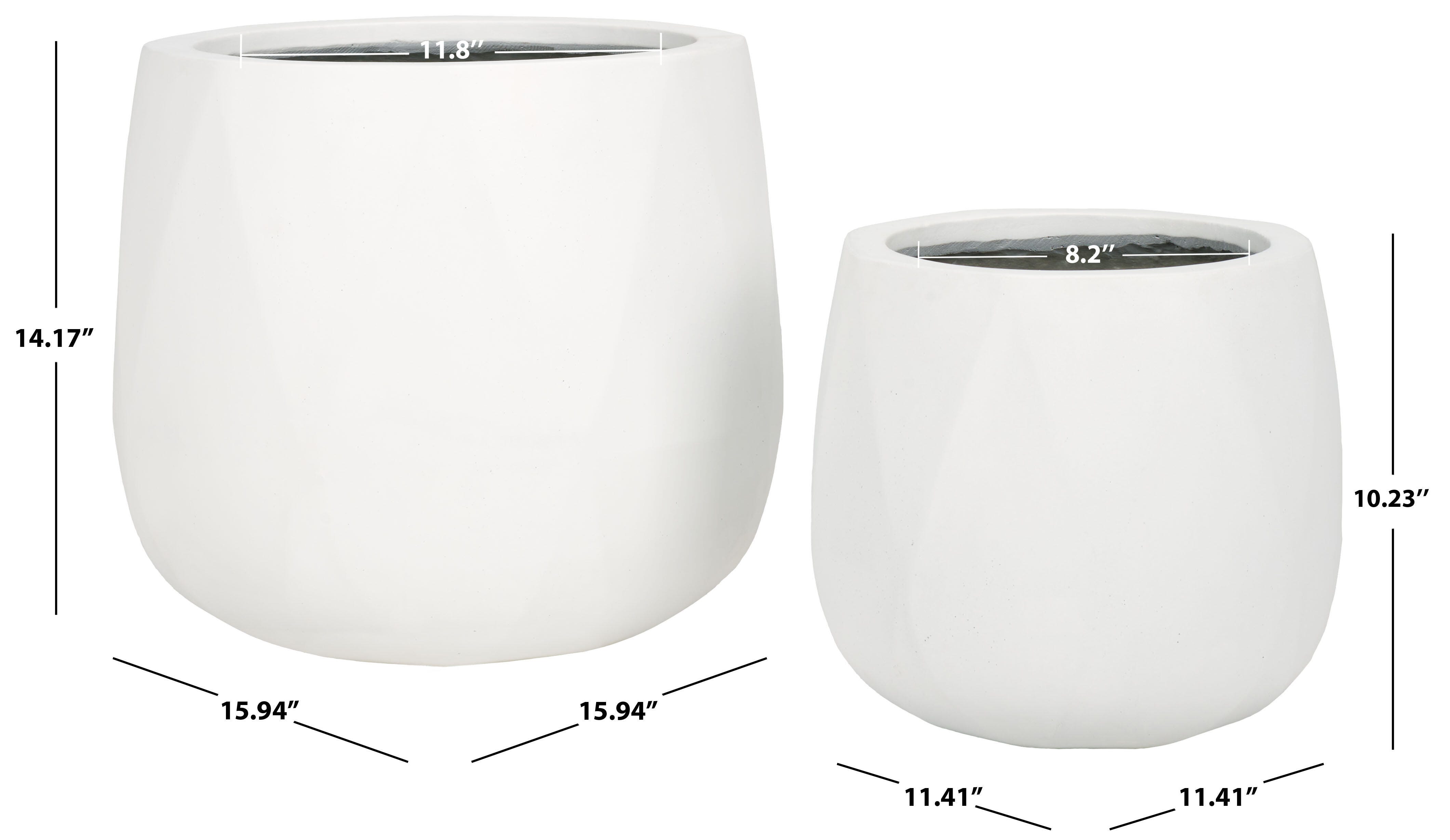 Safavieh Kane Outdoor Planter (Set of 2), White, large