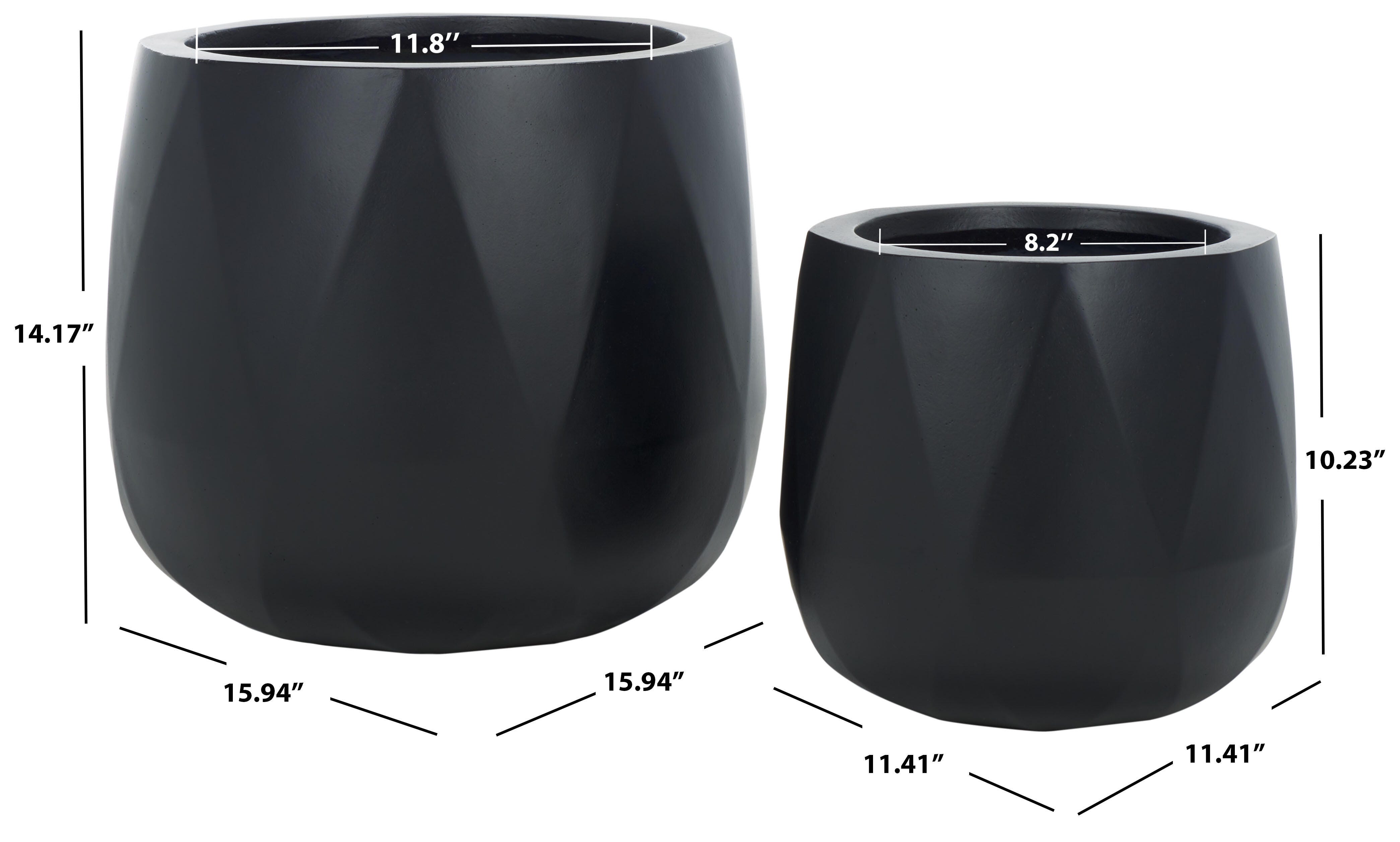 Safavieh Kane Outdoor Planter (Set of 2), Black, large
