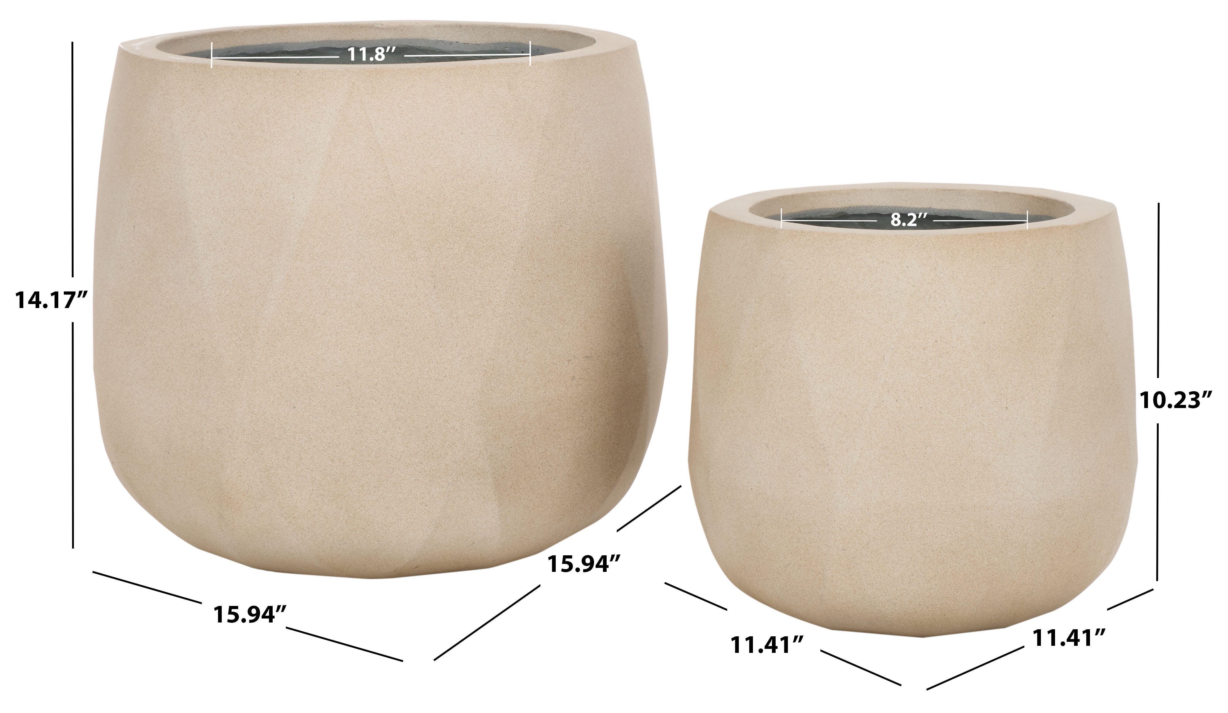 Safavieh Kane Outdoor Planter (Set of 2), Beige, large