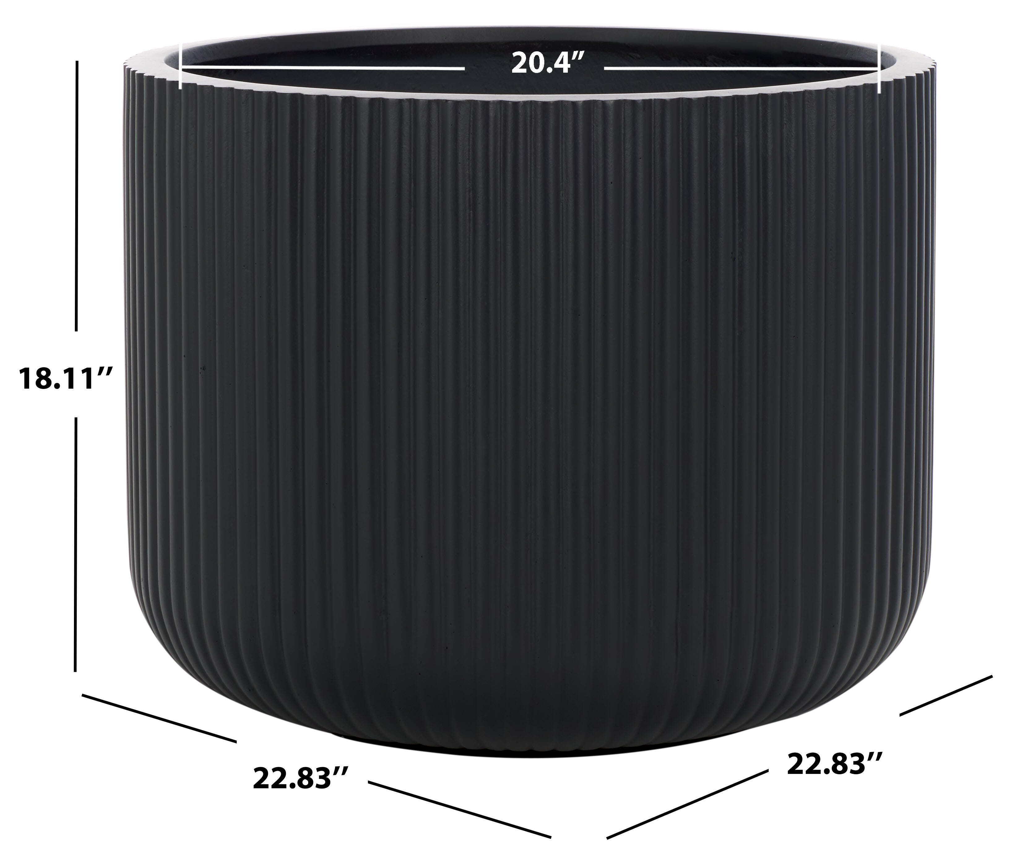 Safavieh Lucca Outdoor Large Planter, Black, large