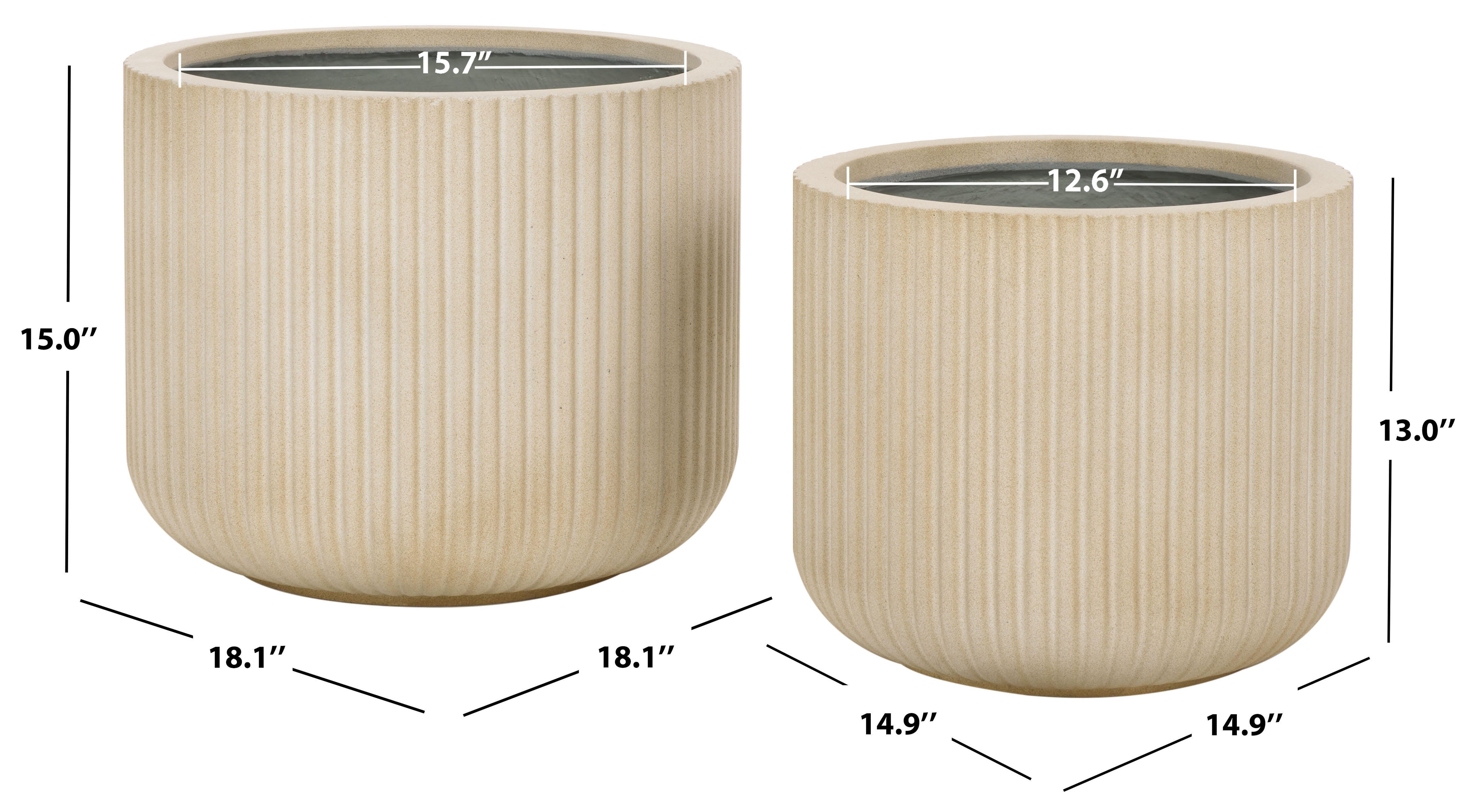 Safavieh Lucca Outdoor Planter (Set of 2), Beige, large