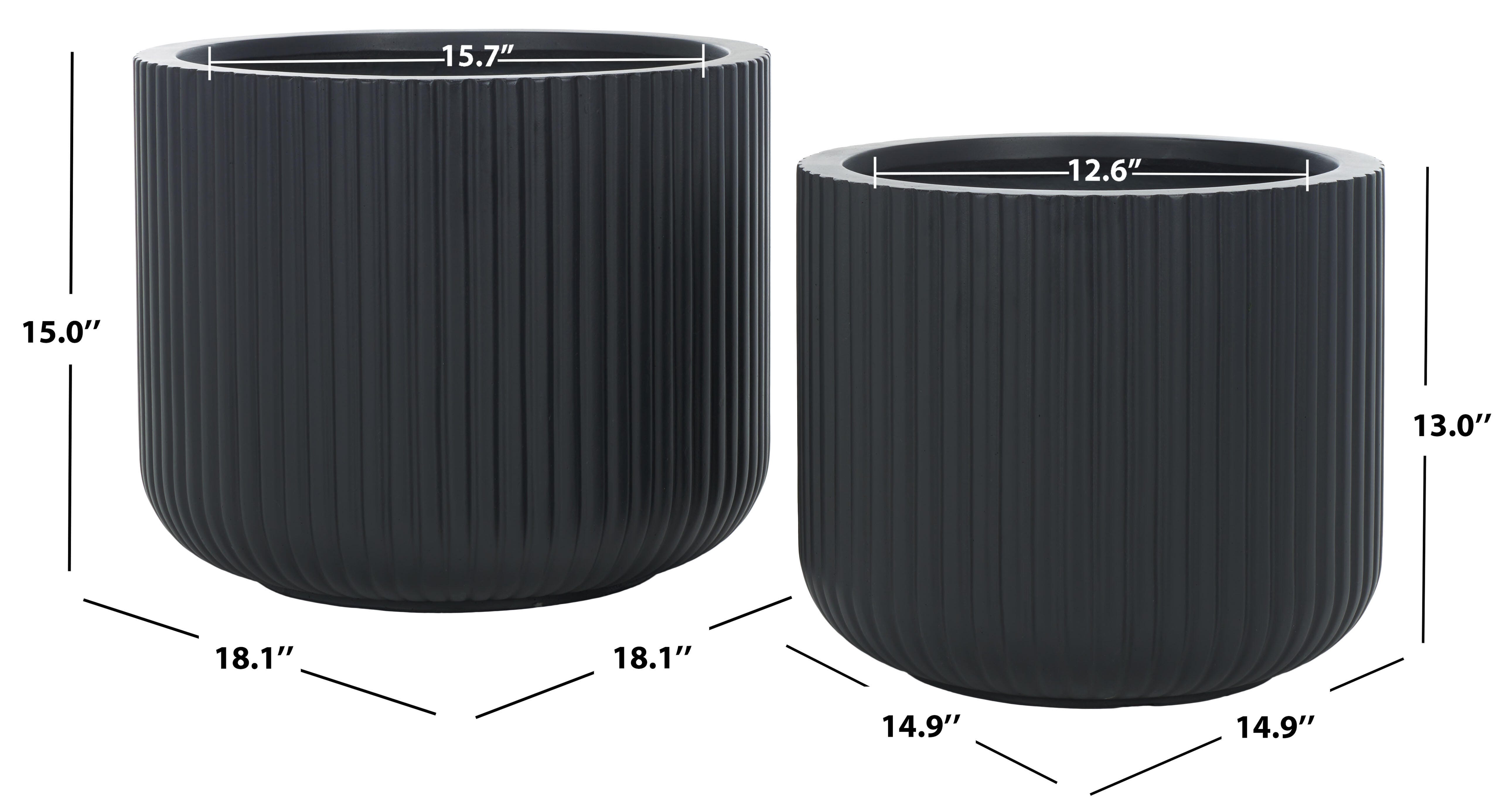 Safavieh Lucca Outdoor Planter (Set of 2), Black, large