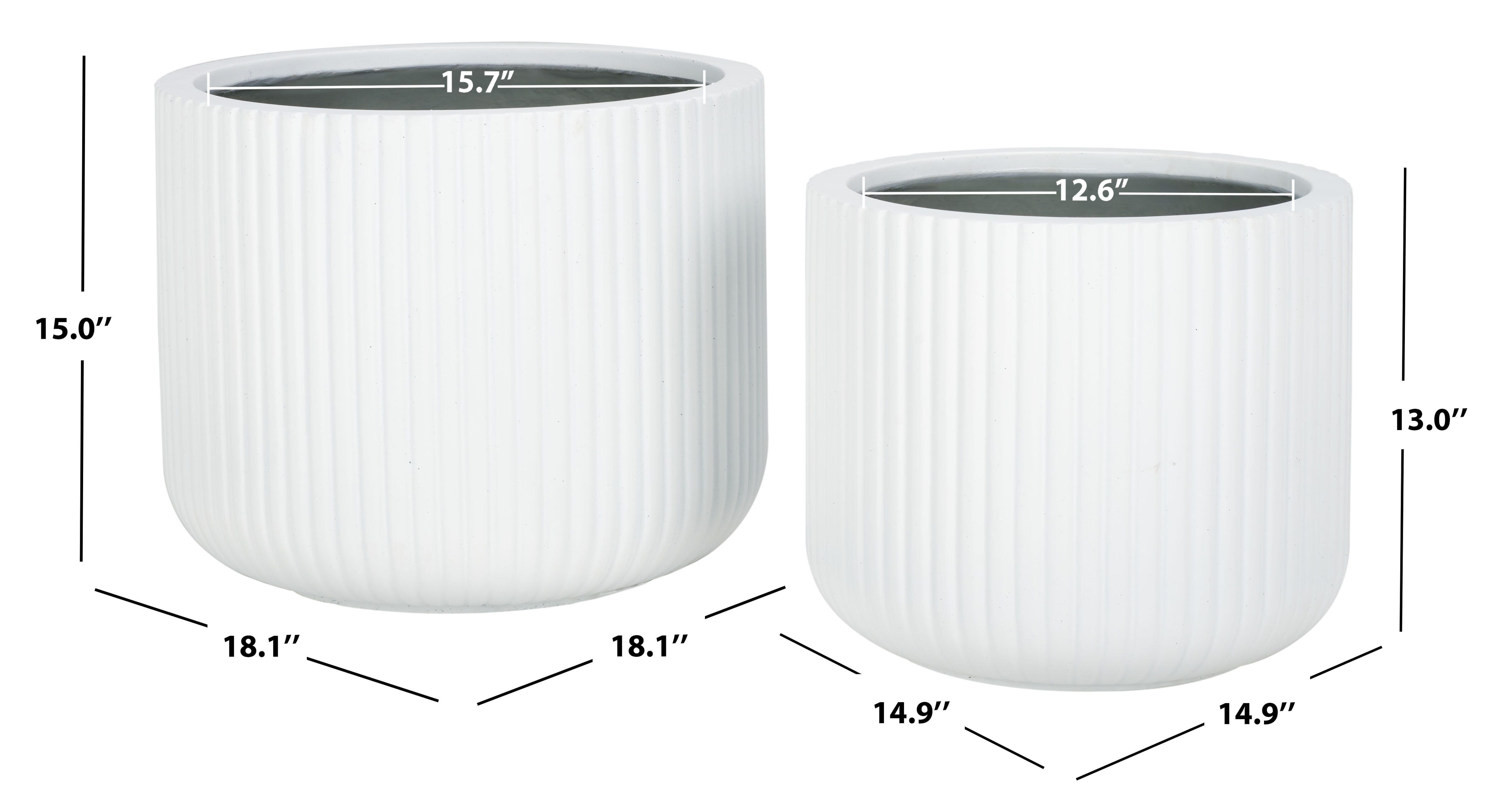 Safavieh Lucca Outdoor Planter (Set of 2), White, large