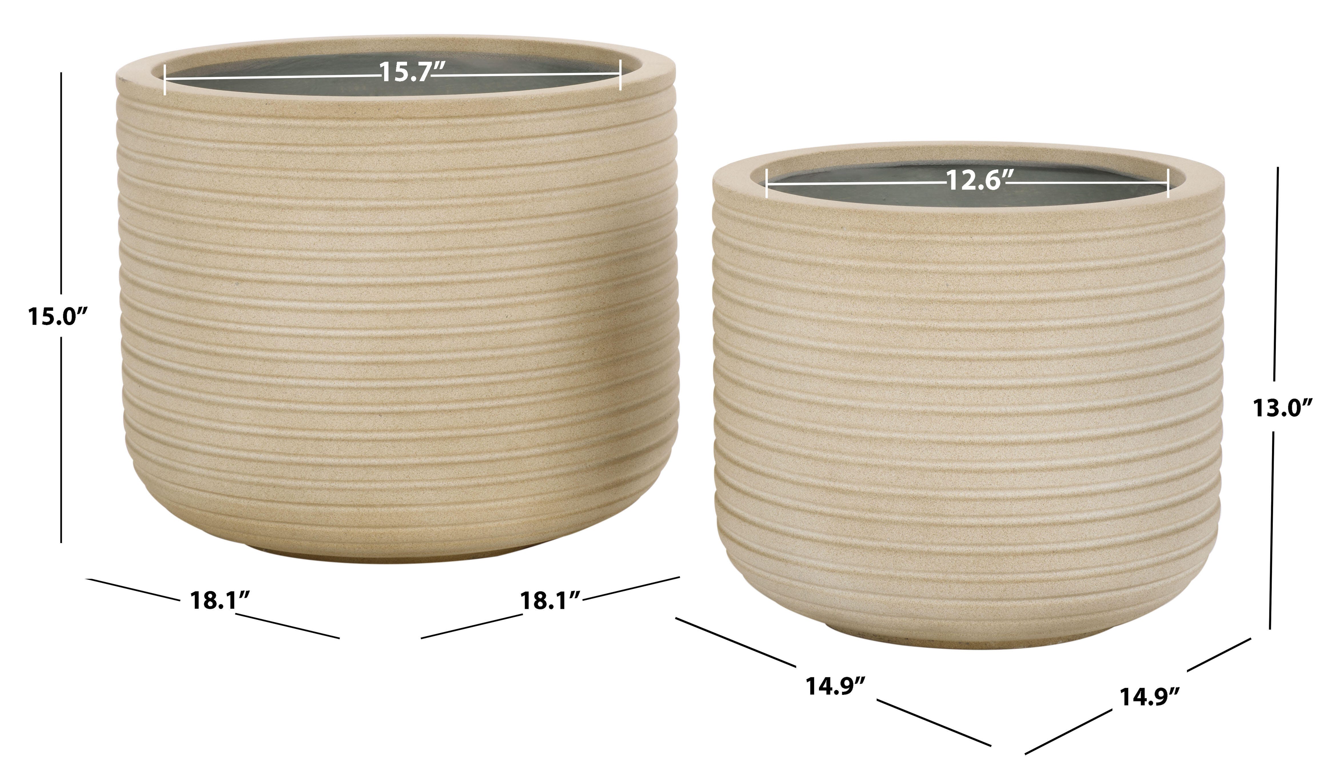 Safavieh Nardo Outdoor Planter (Set of 2), Beige, large