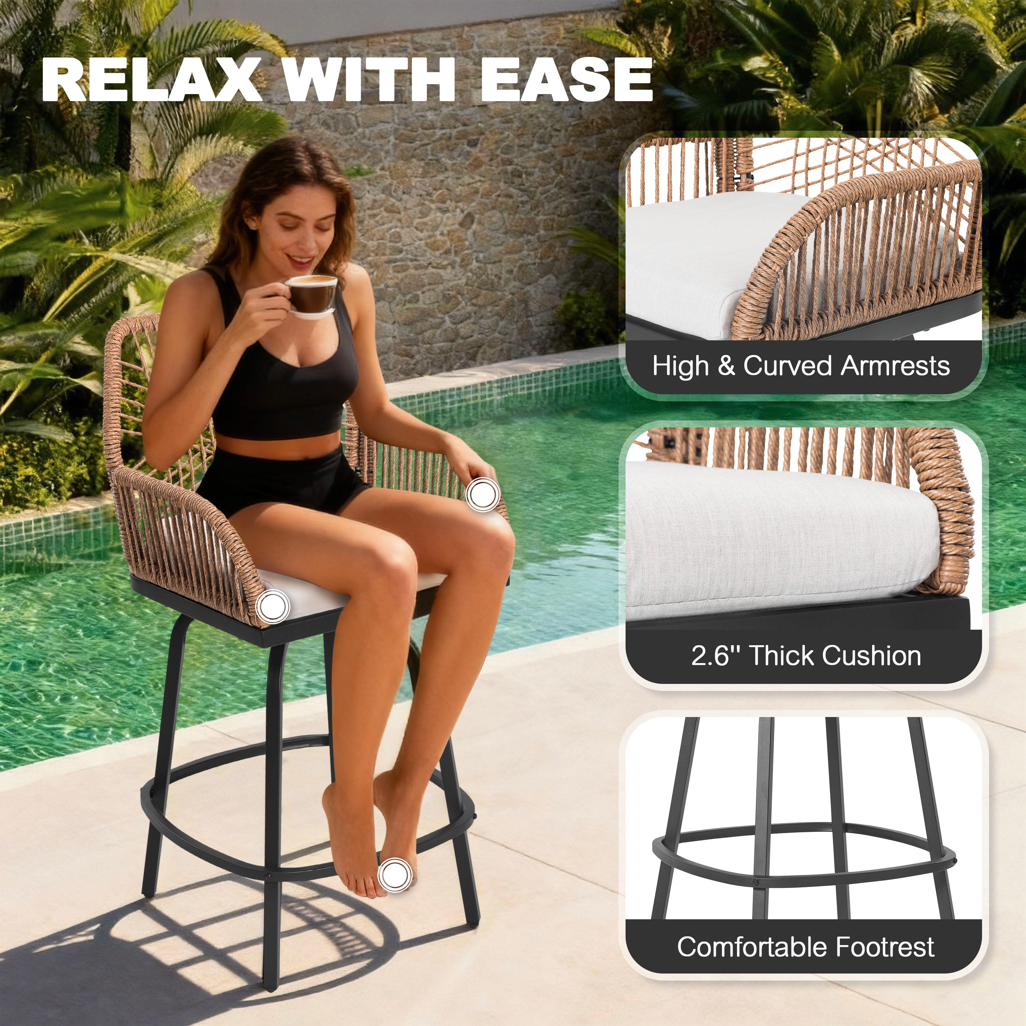 Nuu Garden Outdoor Bar Stools (Set of 2), , large
