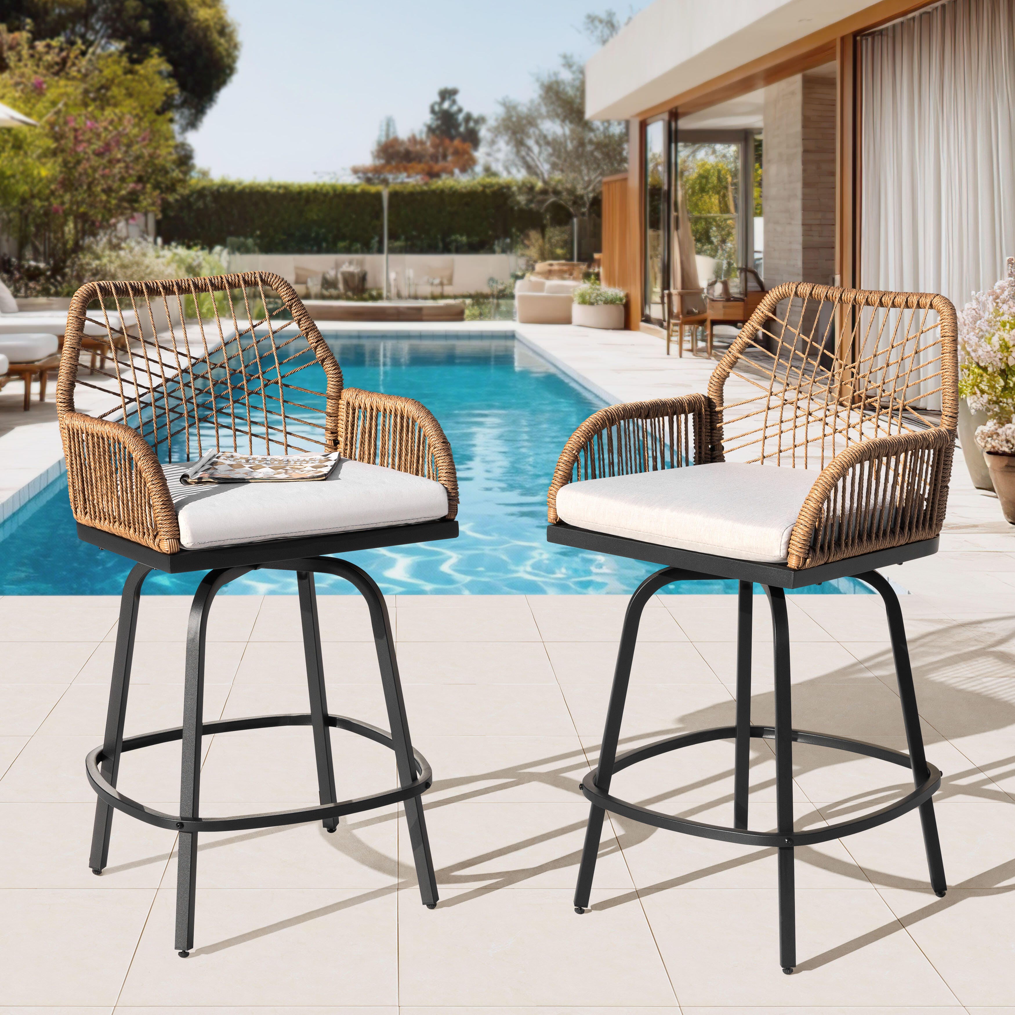 Nuu Garden Outdoor Bar Stools (Set of 2), , large