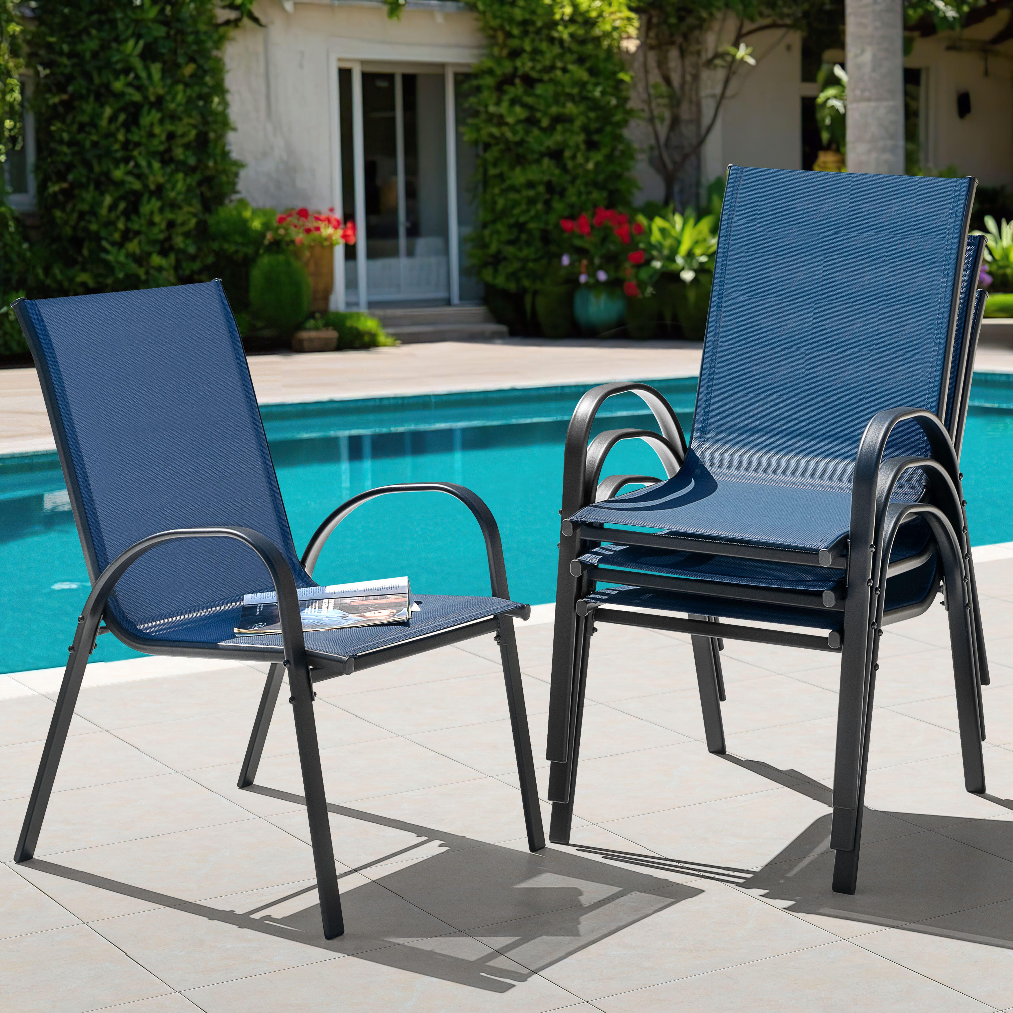 Nuu Garden Outdoor Dining Chair (Set of 4), Blue, rollover