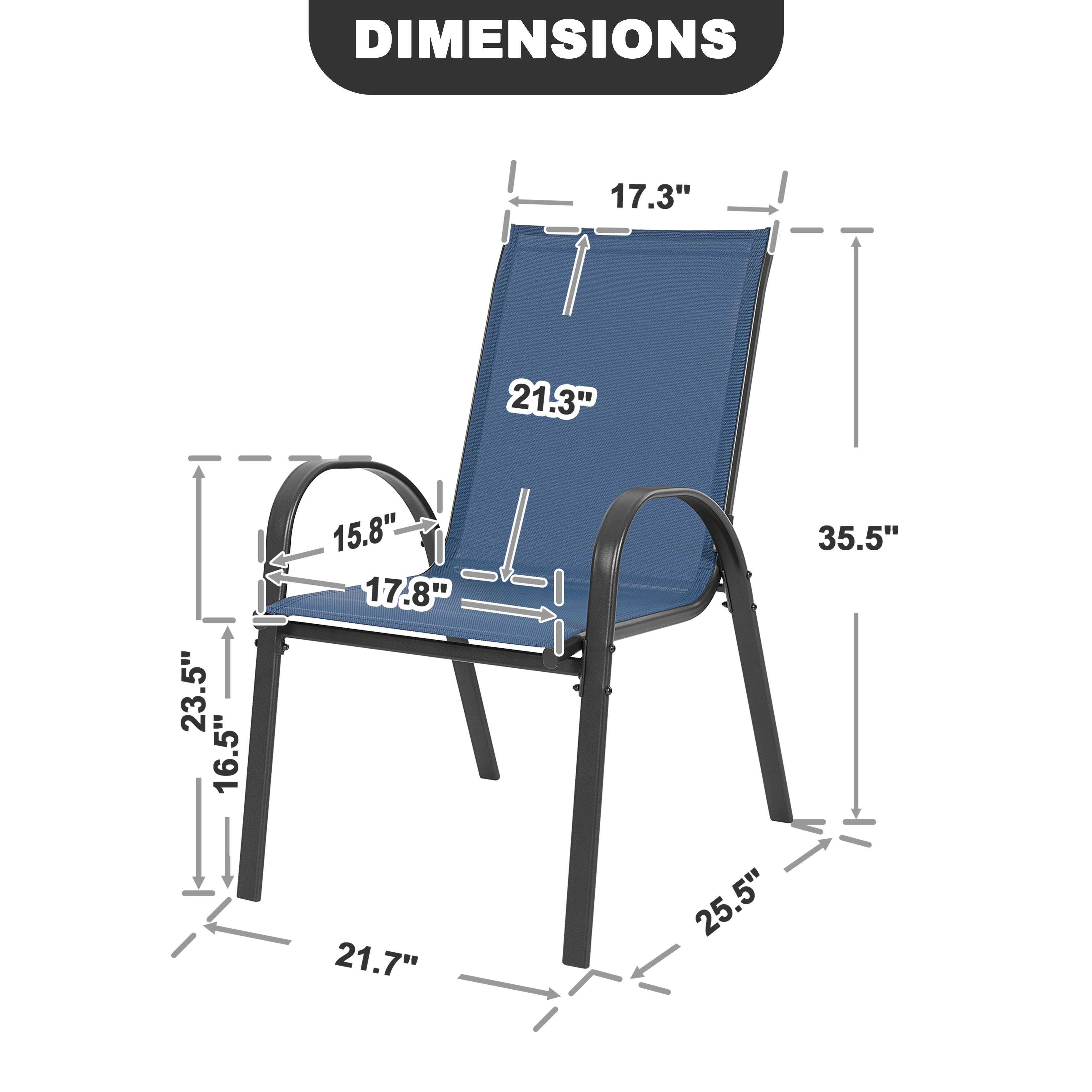 Nuu Garden Outdoor Dining Chair (Set of 4), Blue, large