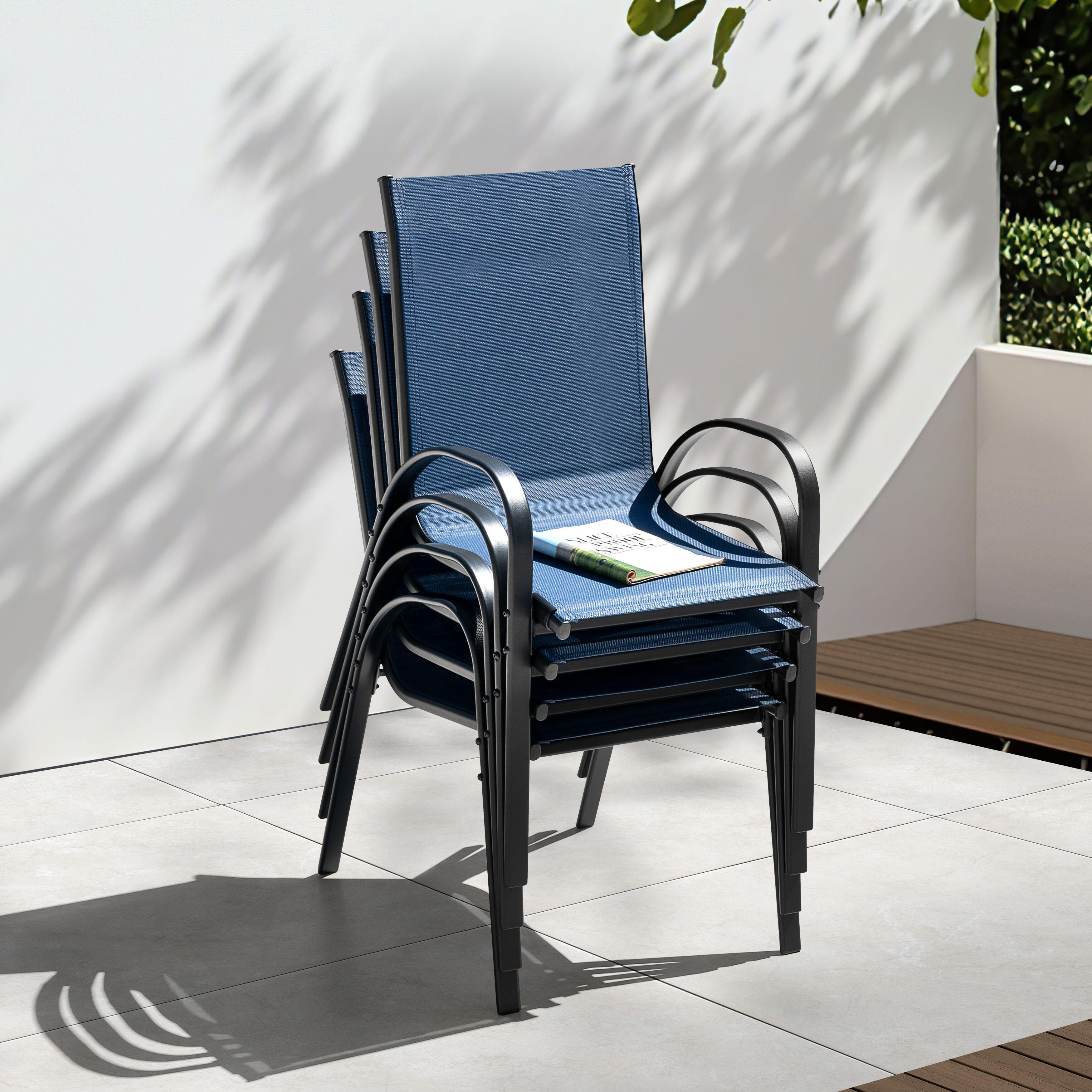 Nuu Garden Outdoor Dining Chair (Set of 4), Blue, large