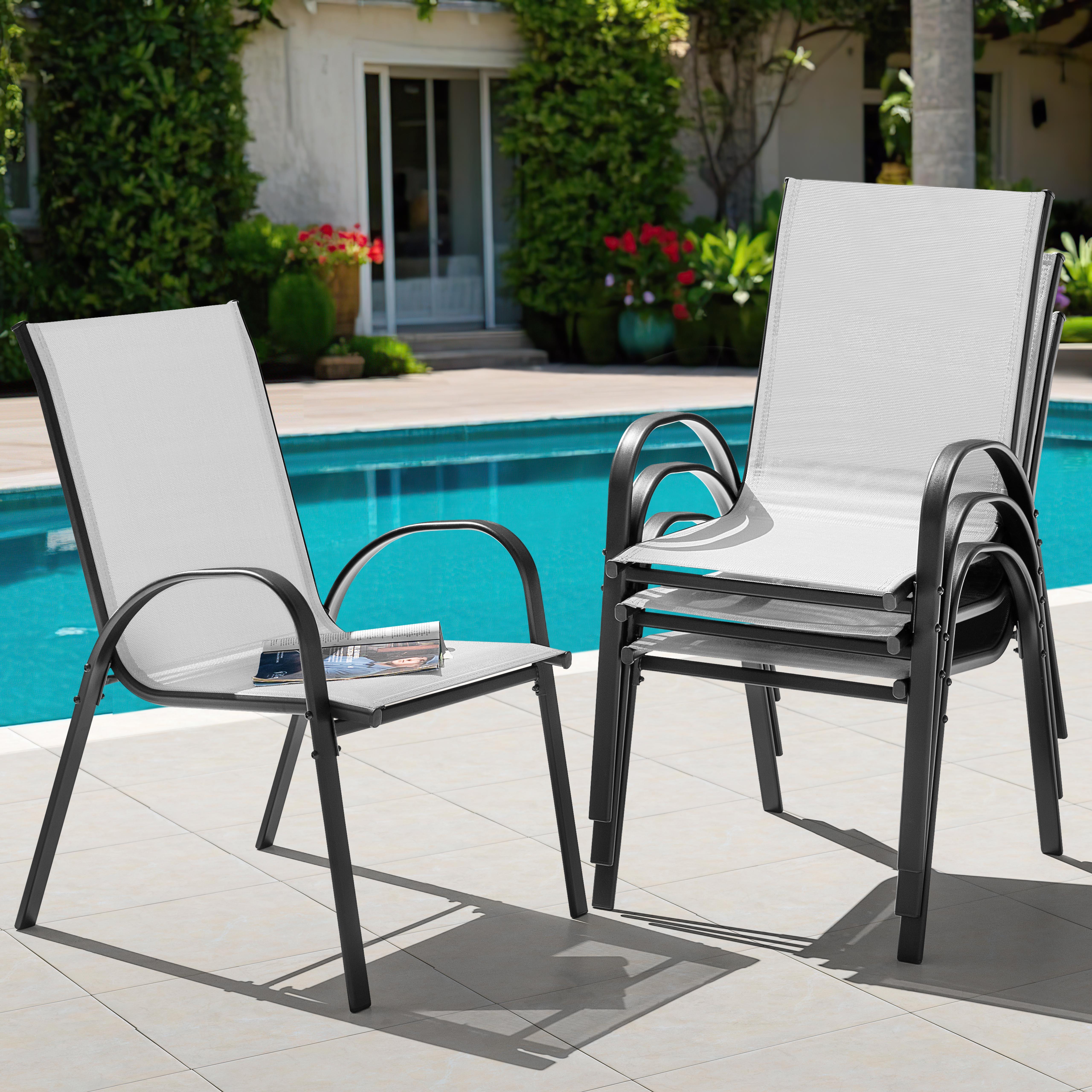 Nuu Garden Outdoor Dining Chair (Set of 4), Light Gray, rollover