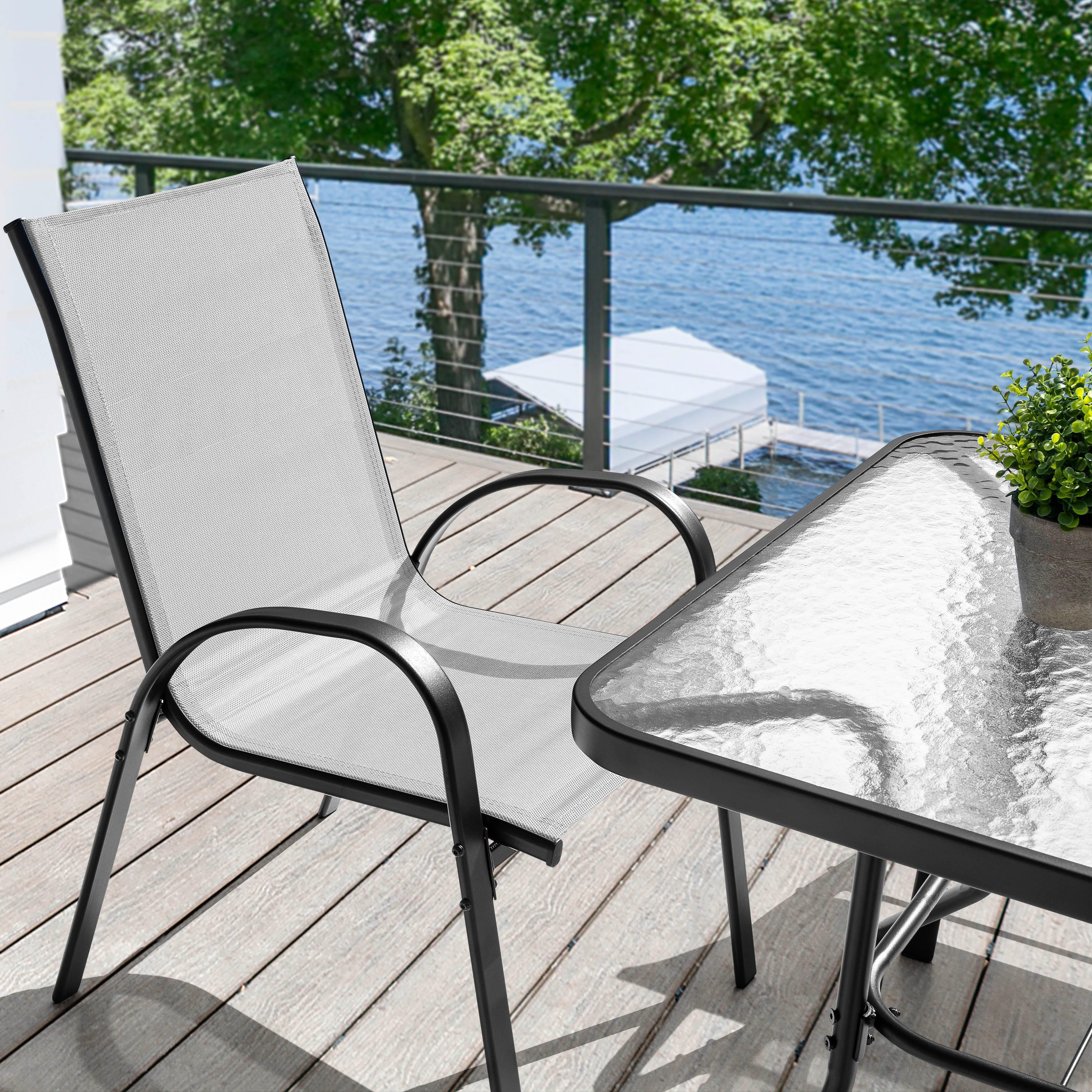 Nuu Garden Outdoor Dining Chair (Set of 4), Light Gray, large