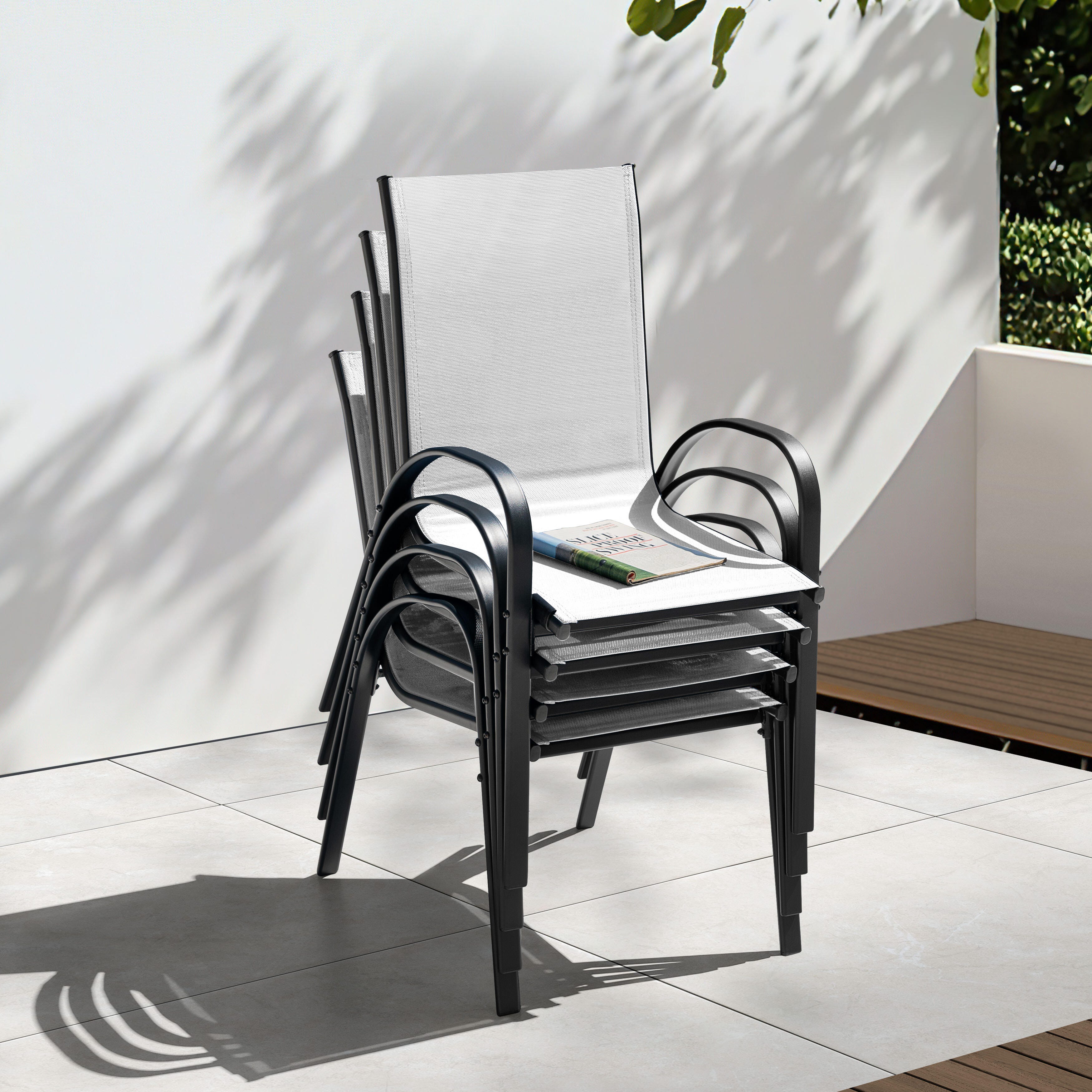 Nuu Garden Outdoor Dining Chair (Set of 4), Light Gray, large