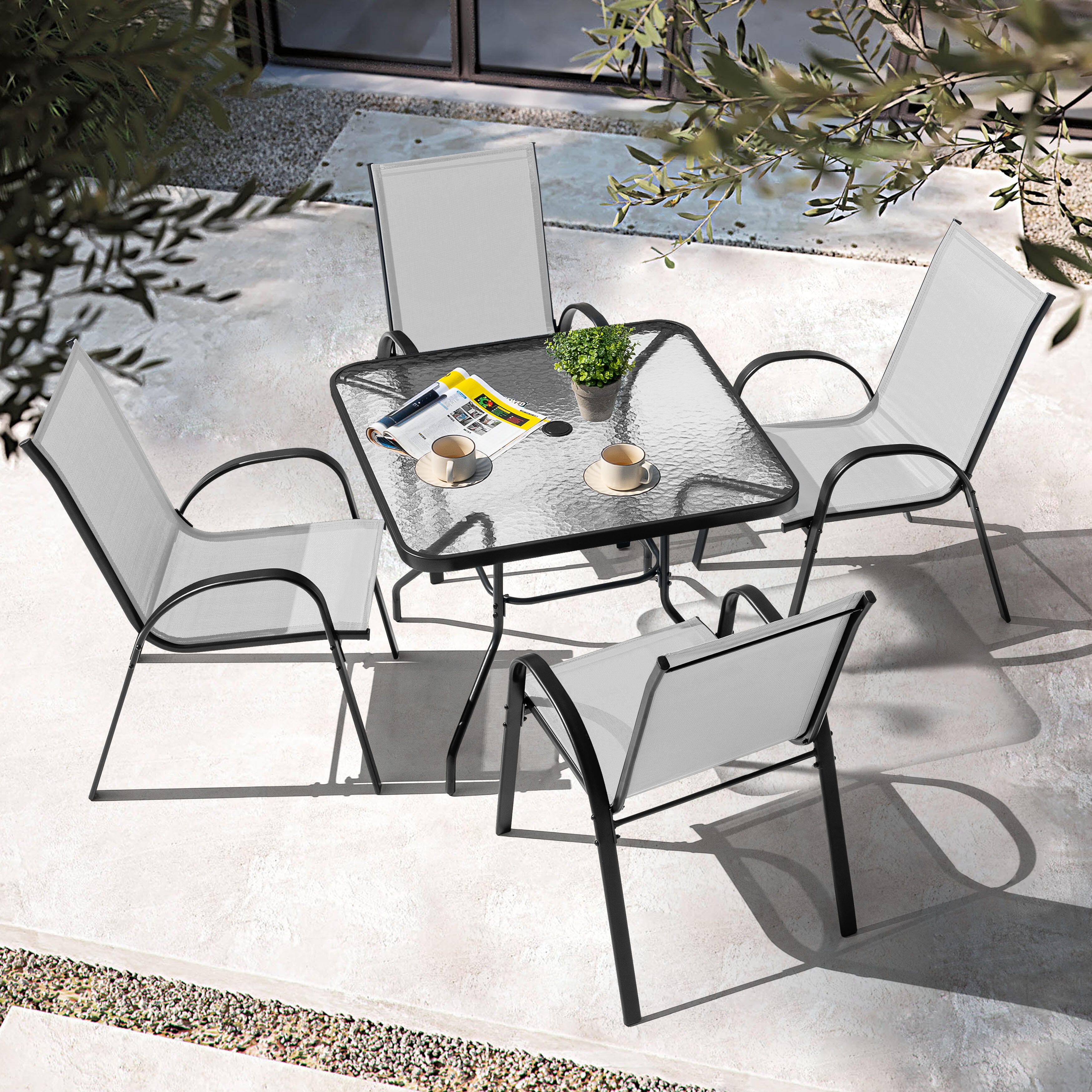 Nuu Garden Outdoor Dining Chair (Set of 4), Light Gray, large