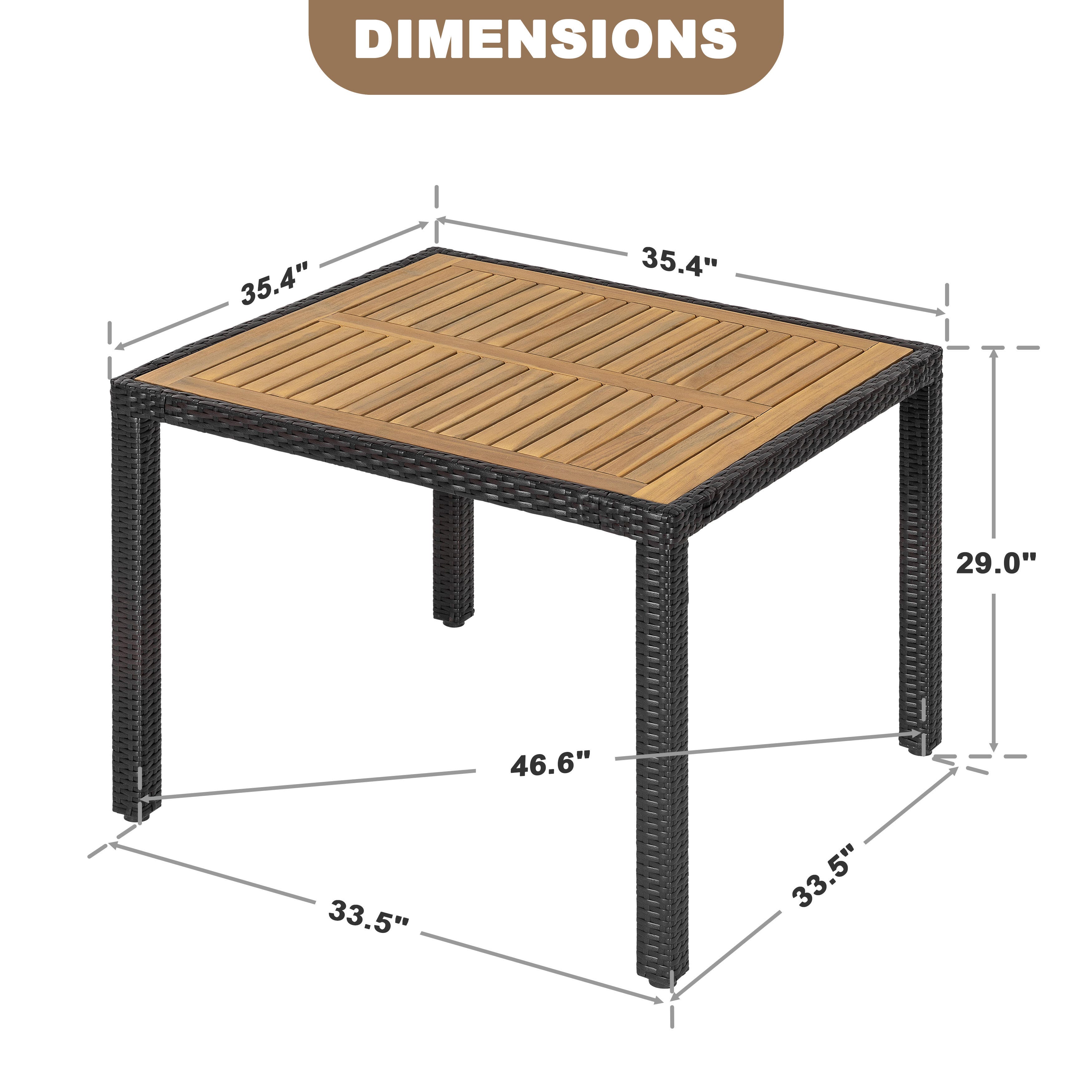 Nuu Garden Outdoor Square Dining Table, , large