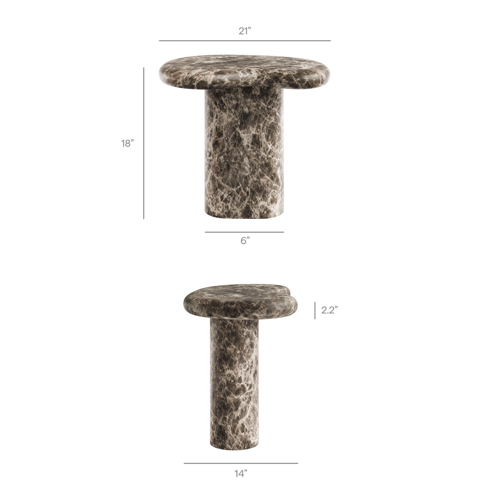 Modway Elowen Outdoor Side Table, Dark Emperador, large