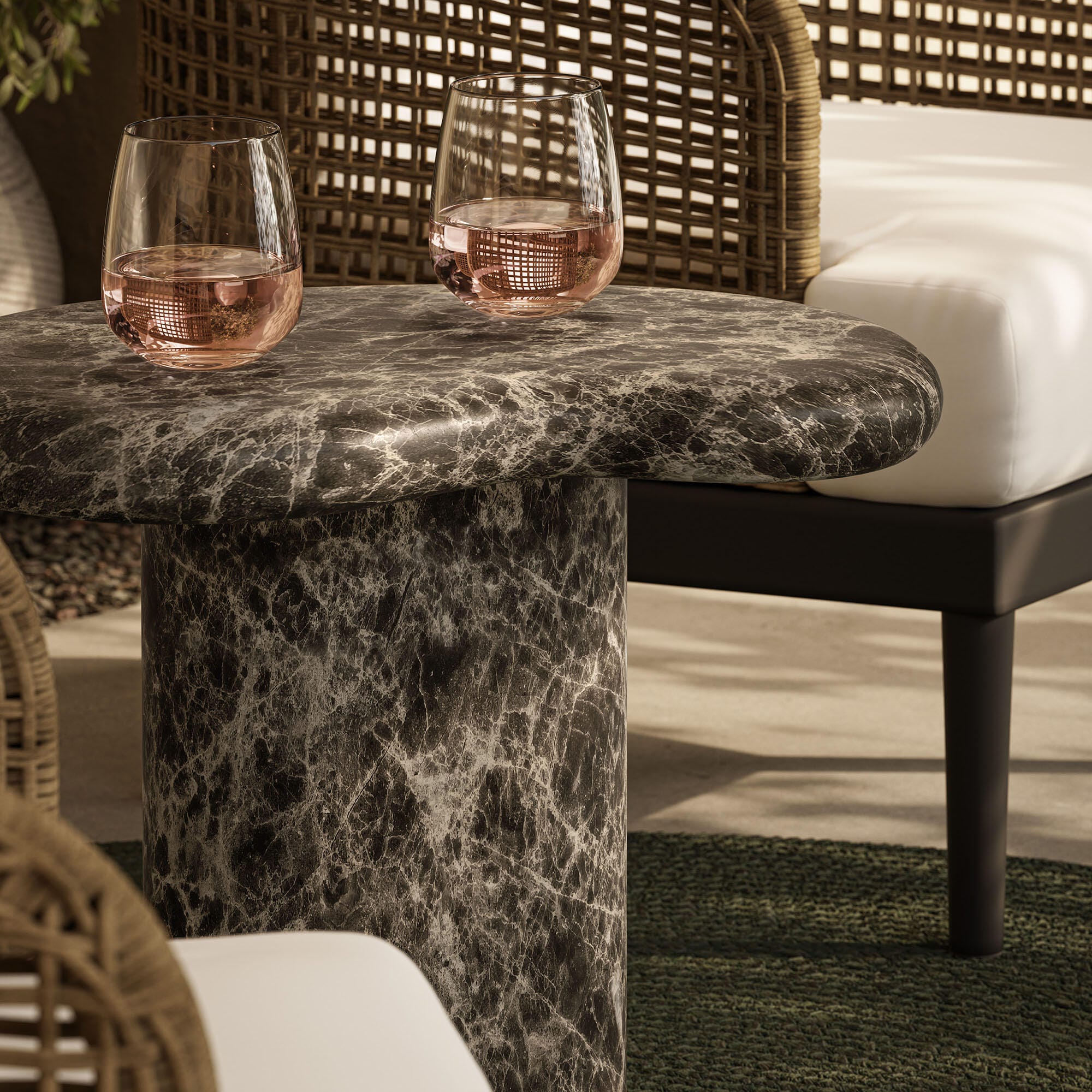 Modway Elowen Outdoor Side Table, Dark Emperador, large