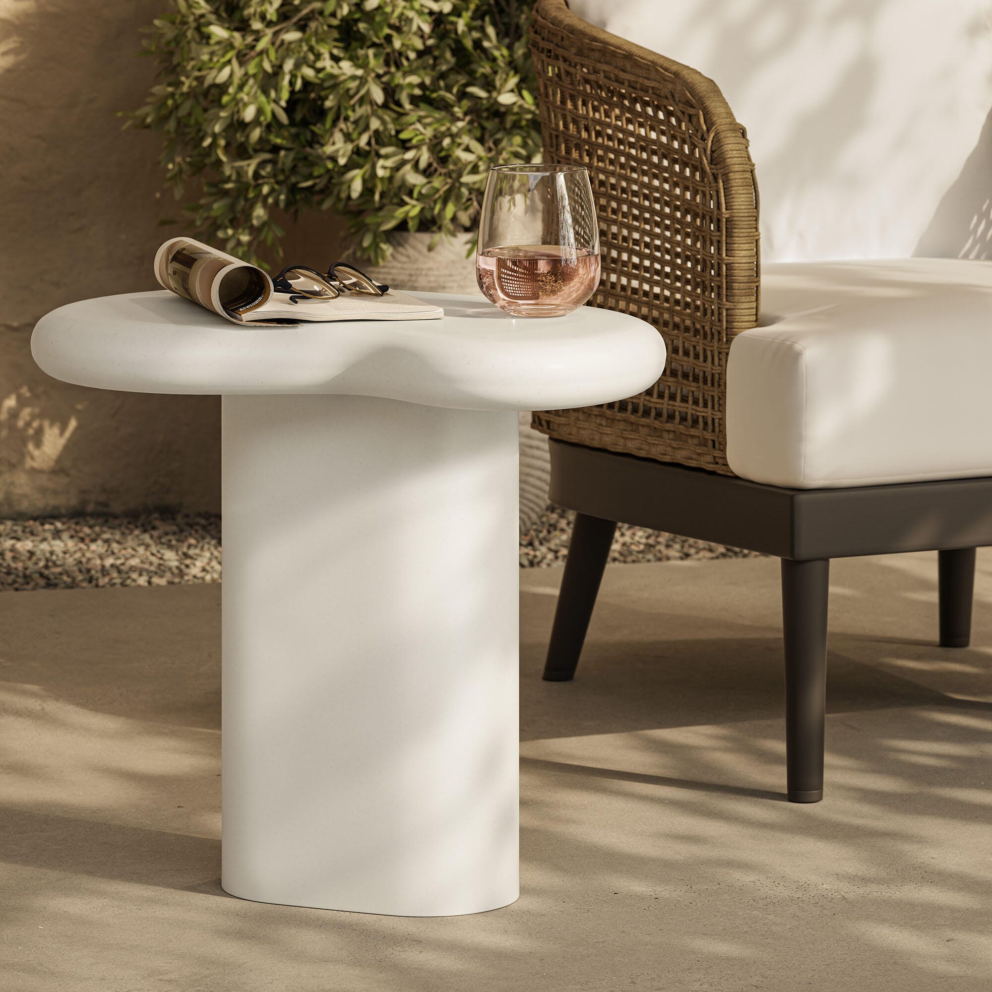 Modway Elowen Outdoor Side Table, White, large