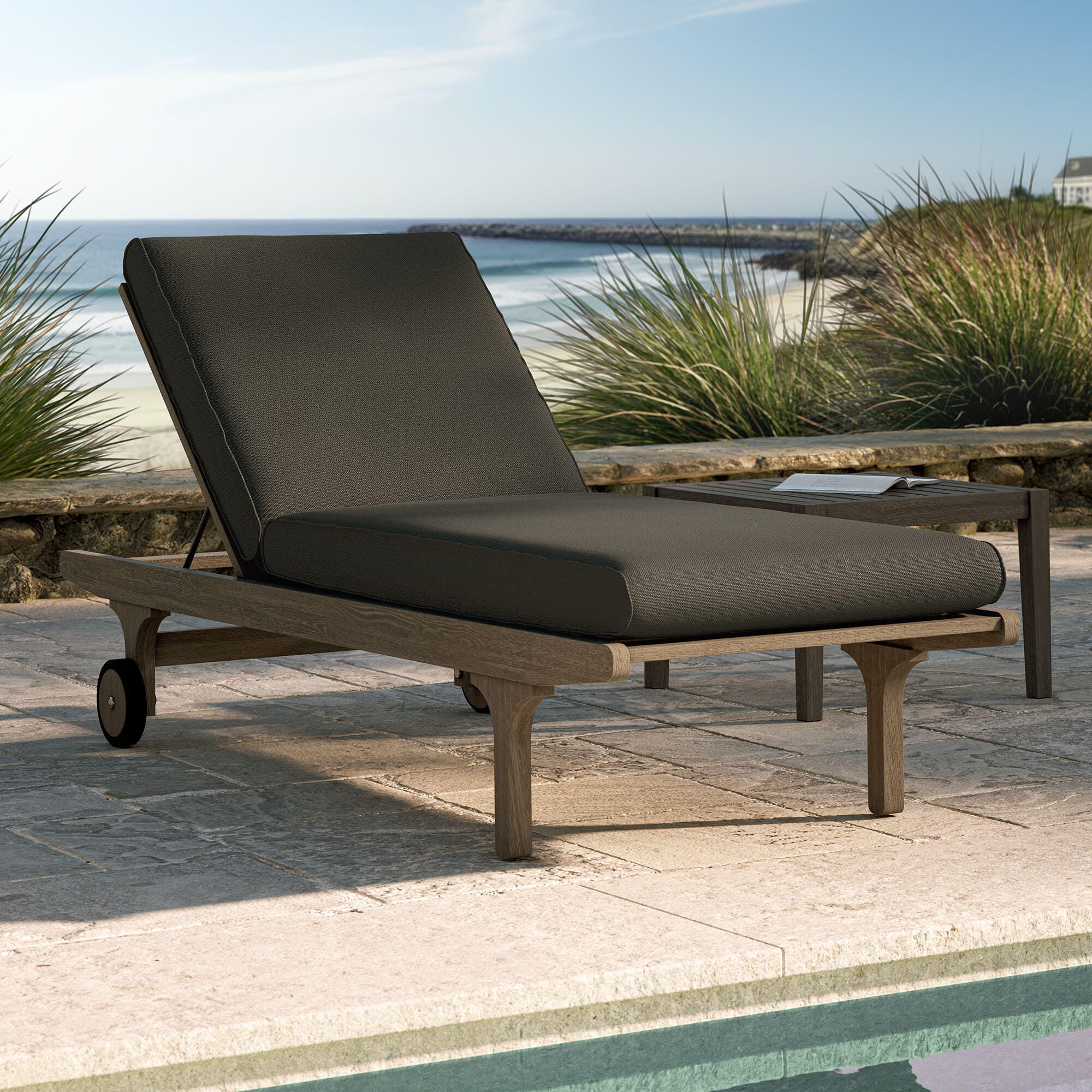 Modway Saratoga Outdoor Chaise Lounge, Flint Gray, rollover