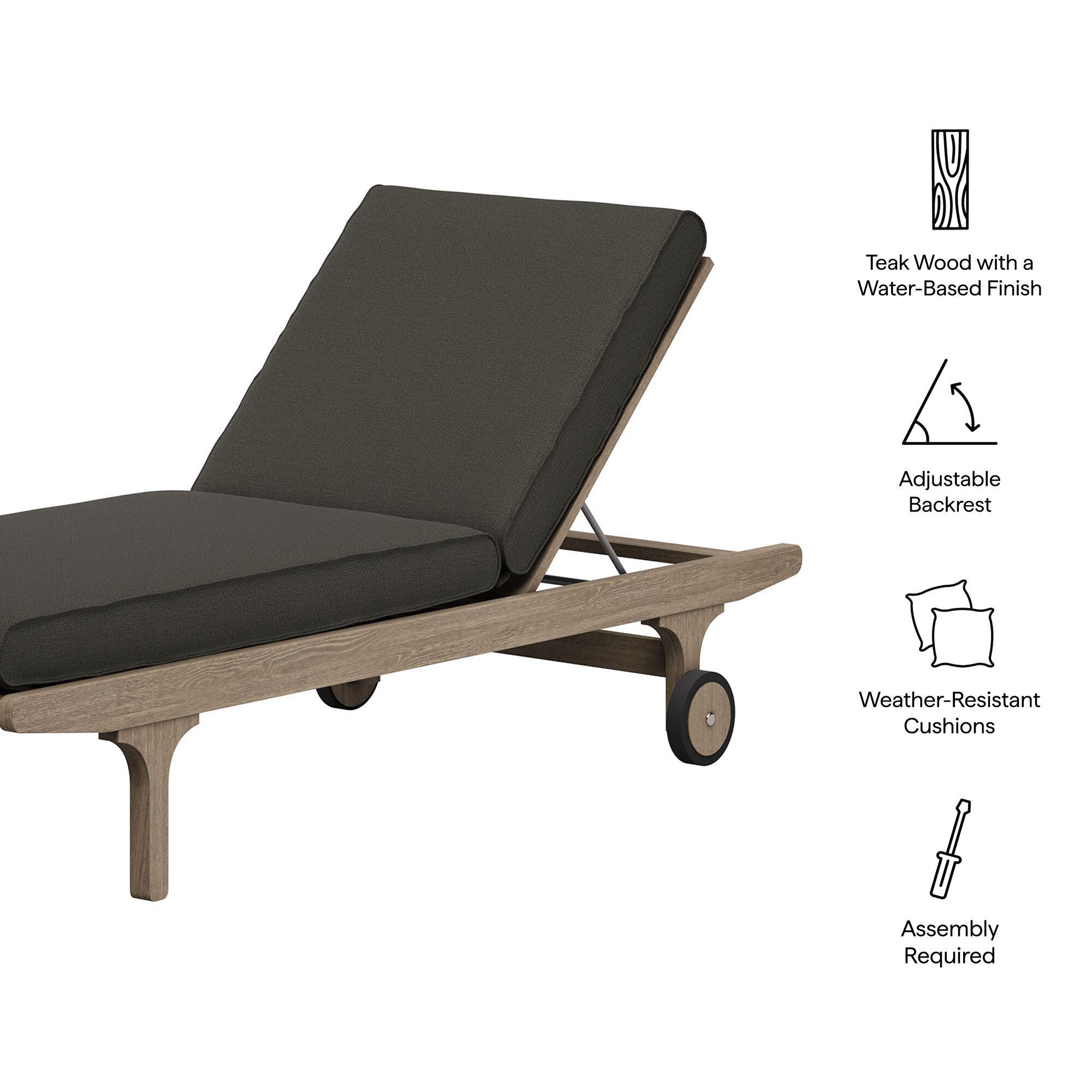 Modway Saratoga Outdoor Chaise Lounge, Flint Gray, large