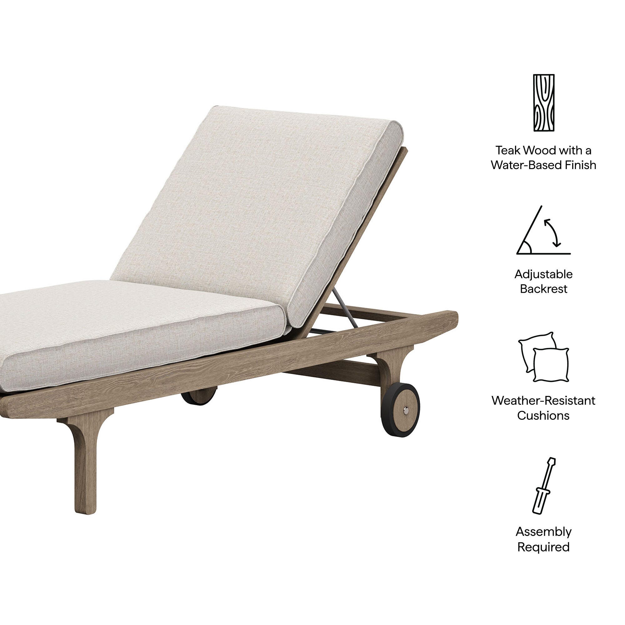 Modway Saratoga Outdoor Chaise Lounge, Pebble, large