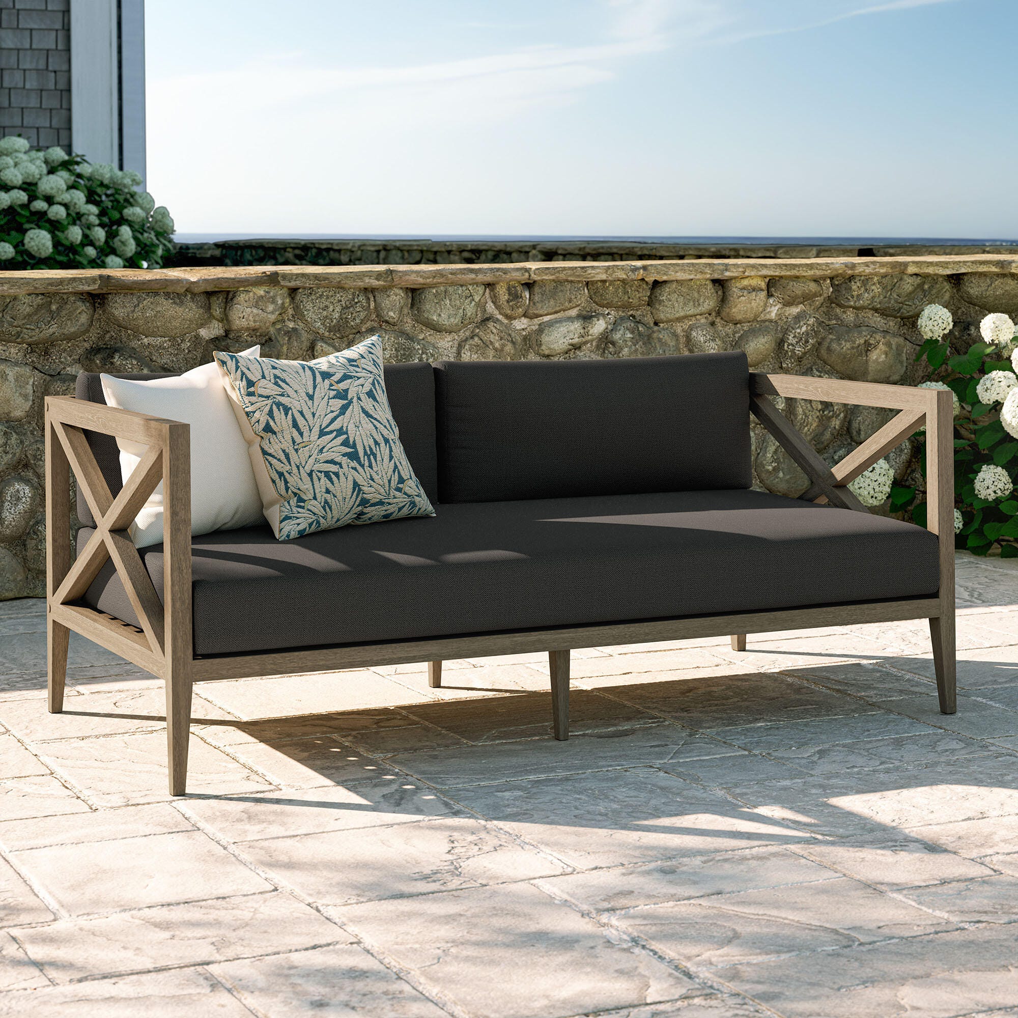 Modway Northlake Outdoor Loveseat, Flint Gray, rollover