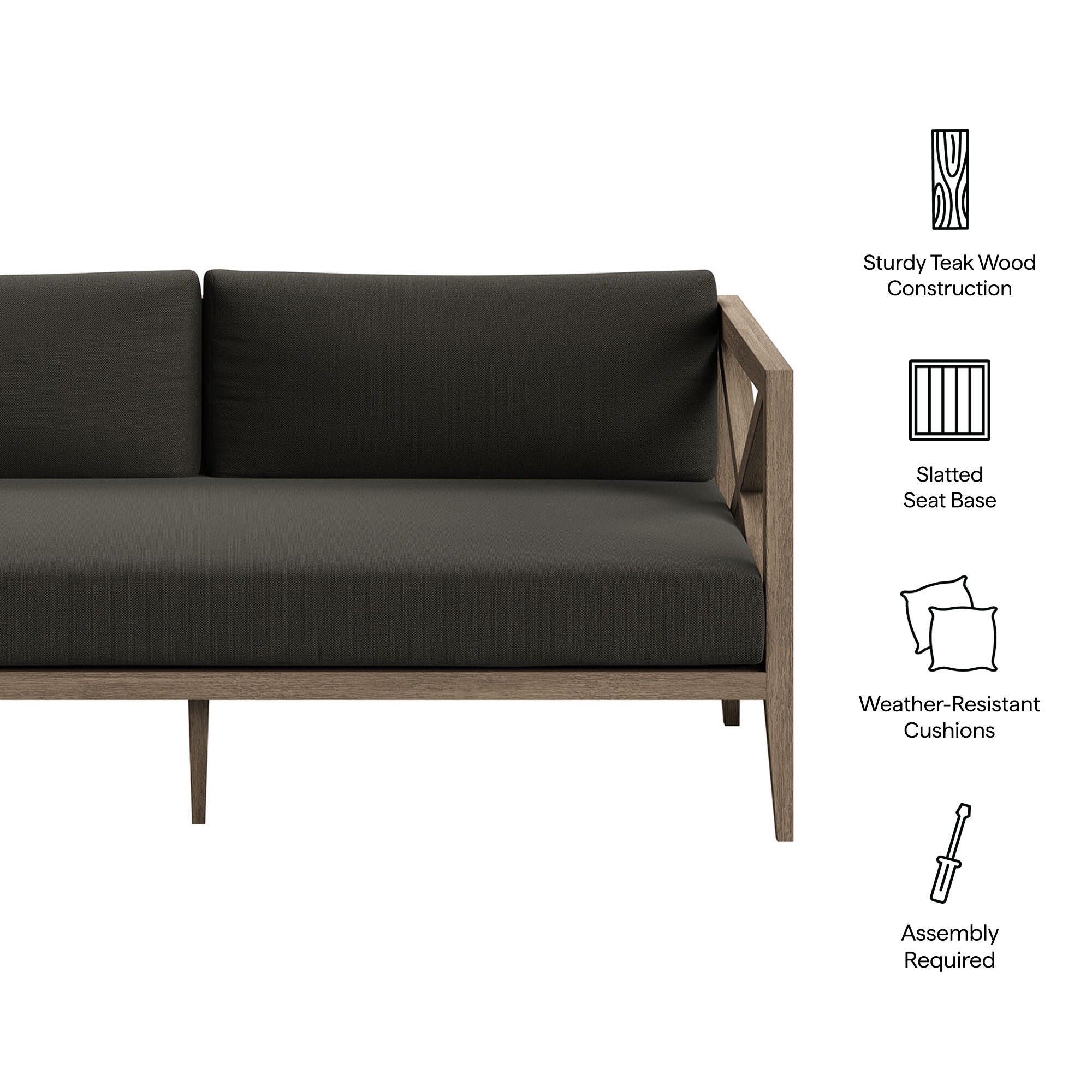 Modway Northlake Outdoor Loveseat, Flint Gray, large
