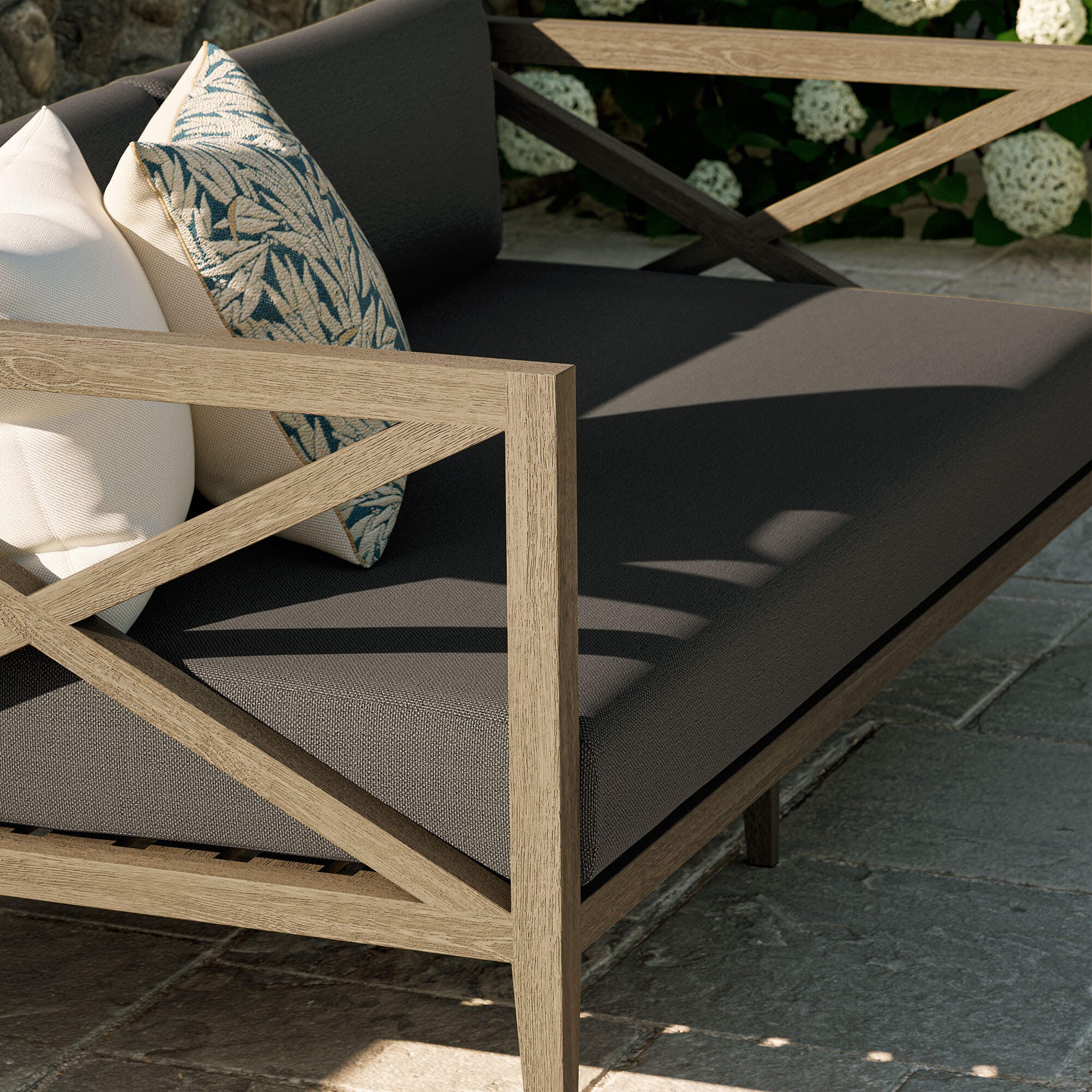 Modway Northlake Outdoor Loveseat, Flint Gray, large