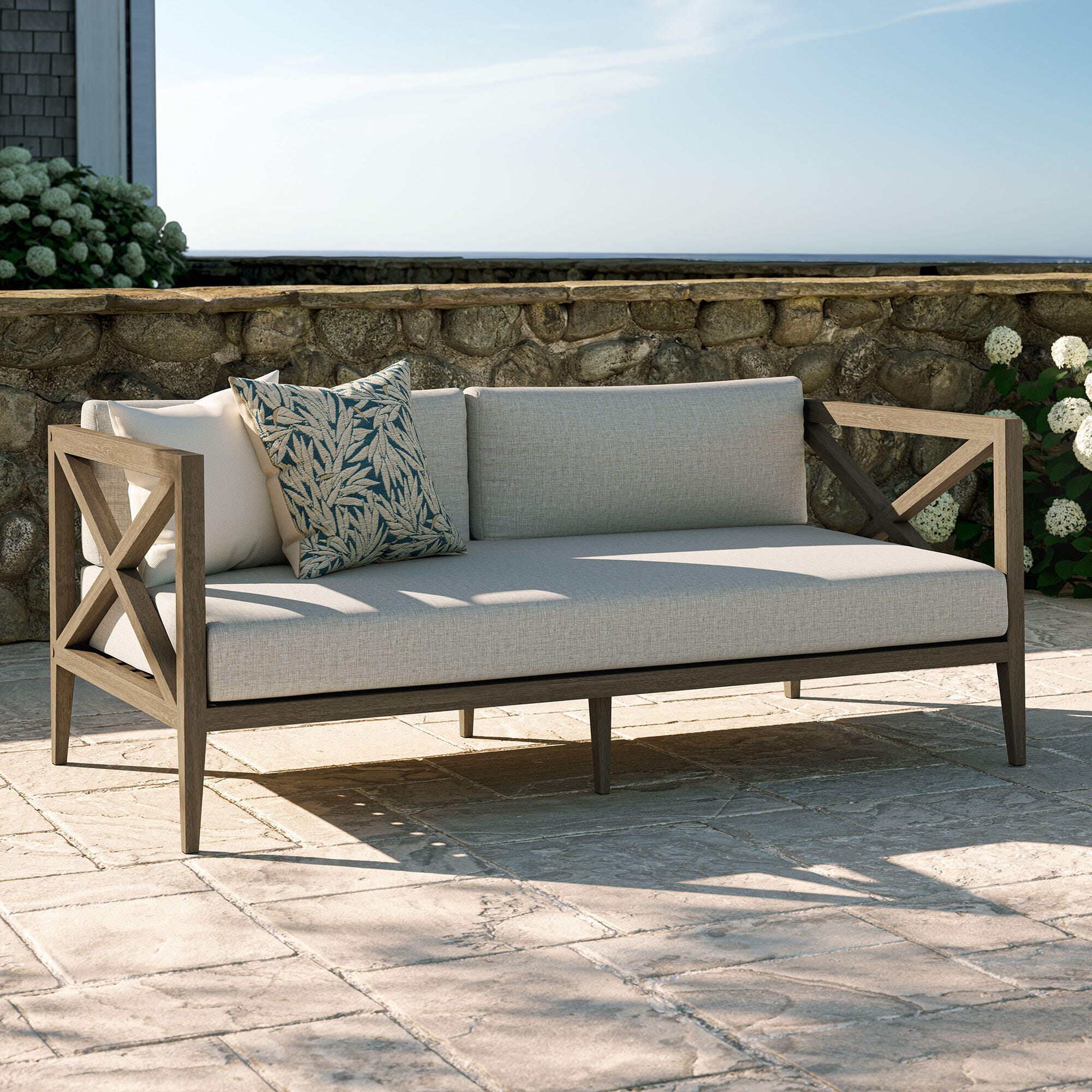 Modway Northlake Outdoor Loveseat, Pebble, rollover