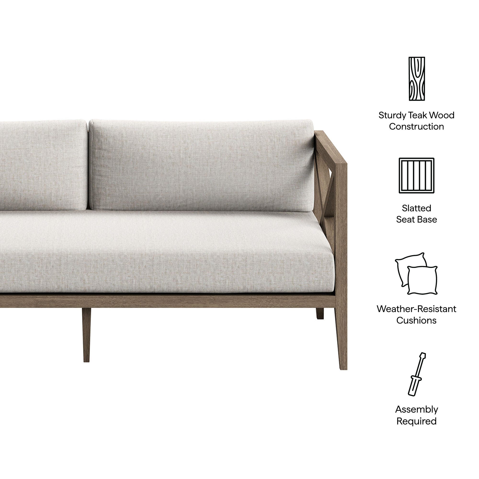 Modway Northlake Outdoor Loveseat, Pebble, large