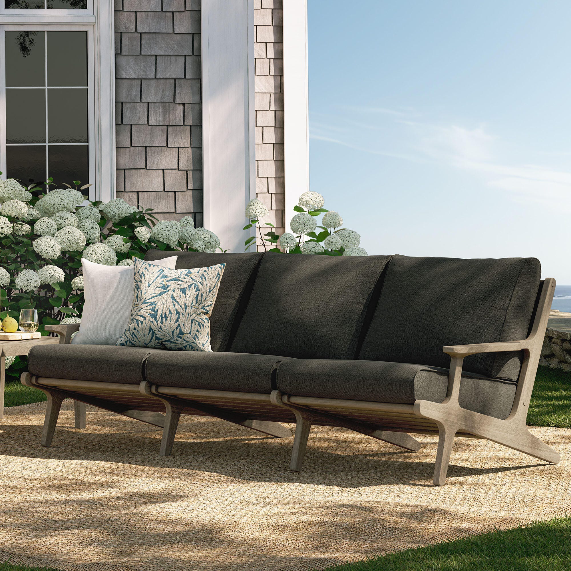 Modway Saratoga Outdoor Sofa, Flint Gray, rollover