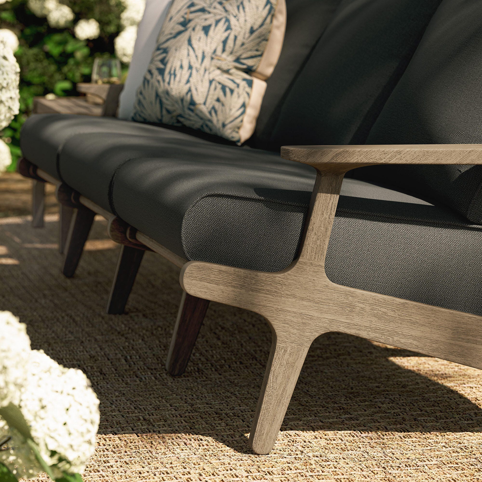 Modway Saratoga Outdoor Sofa, Flint Gray, large