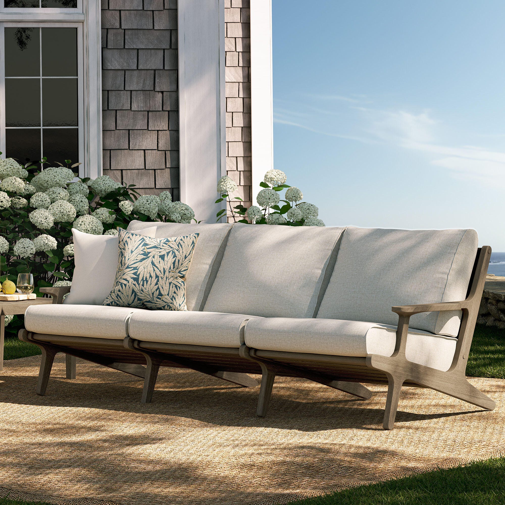 Modway Saratoga Outdoor Sofa, Pebble, rollover