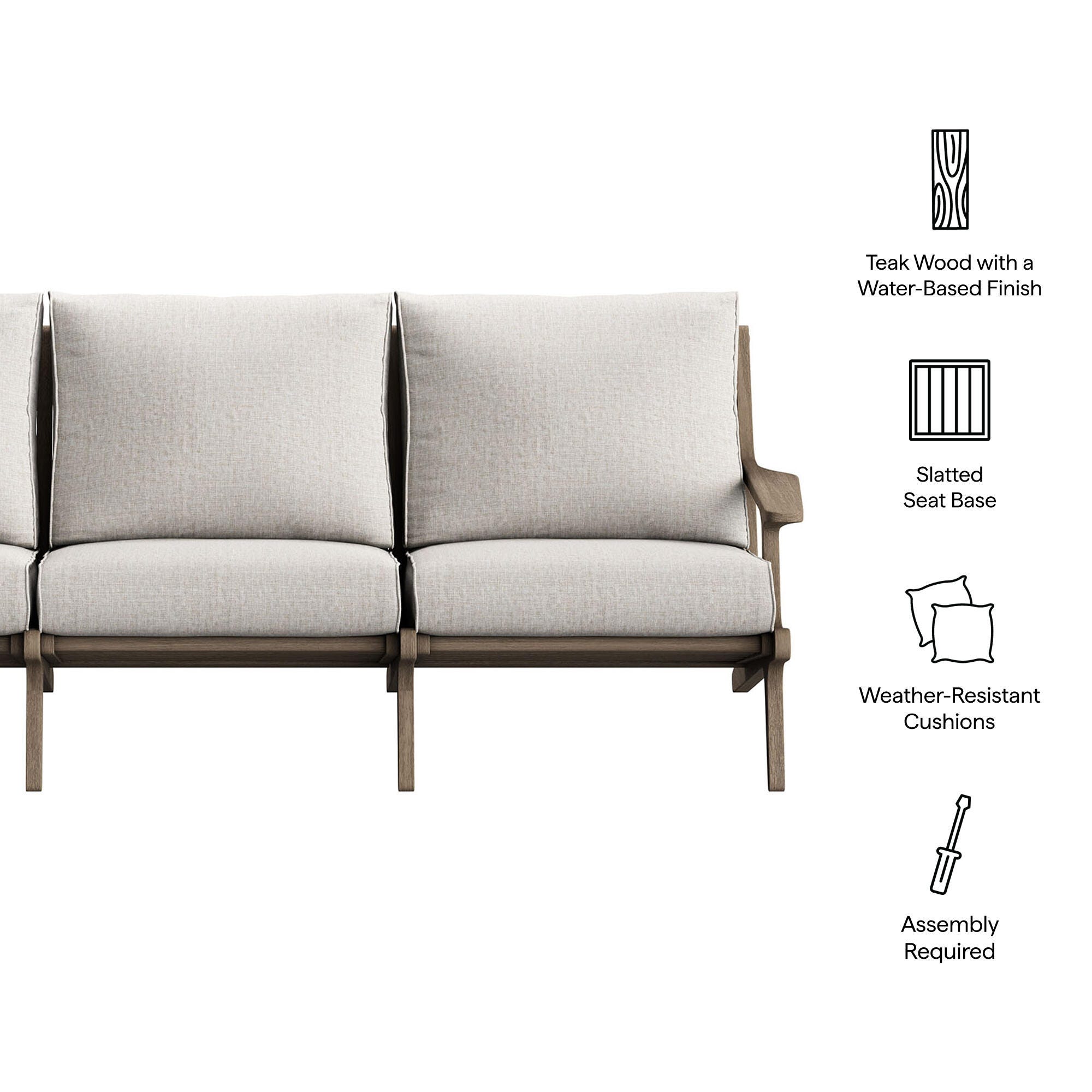 Modway Saratoga Outdoor Sofa, Pebble, large