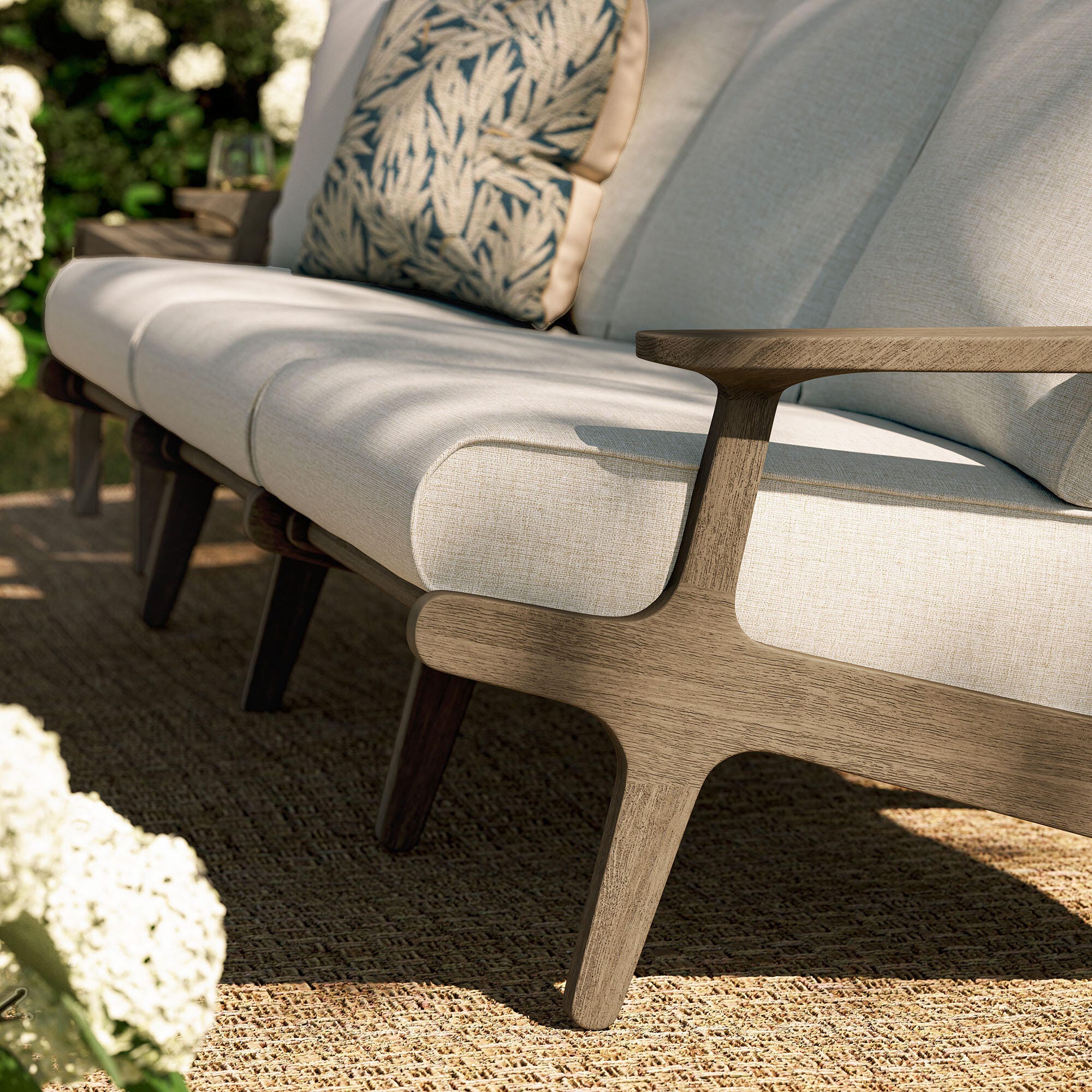 Modway Saratoga Outdoor Sofa, Pebble, large