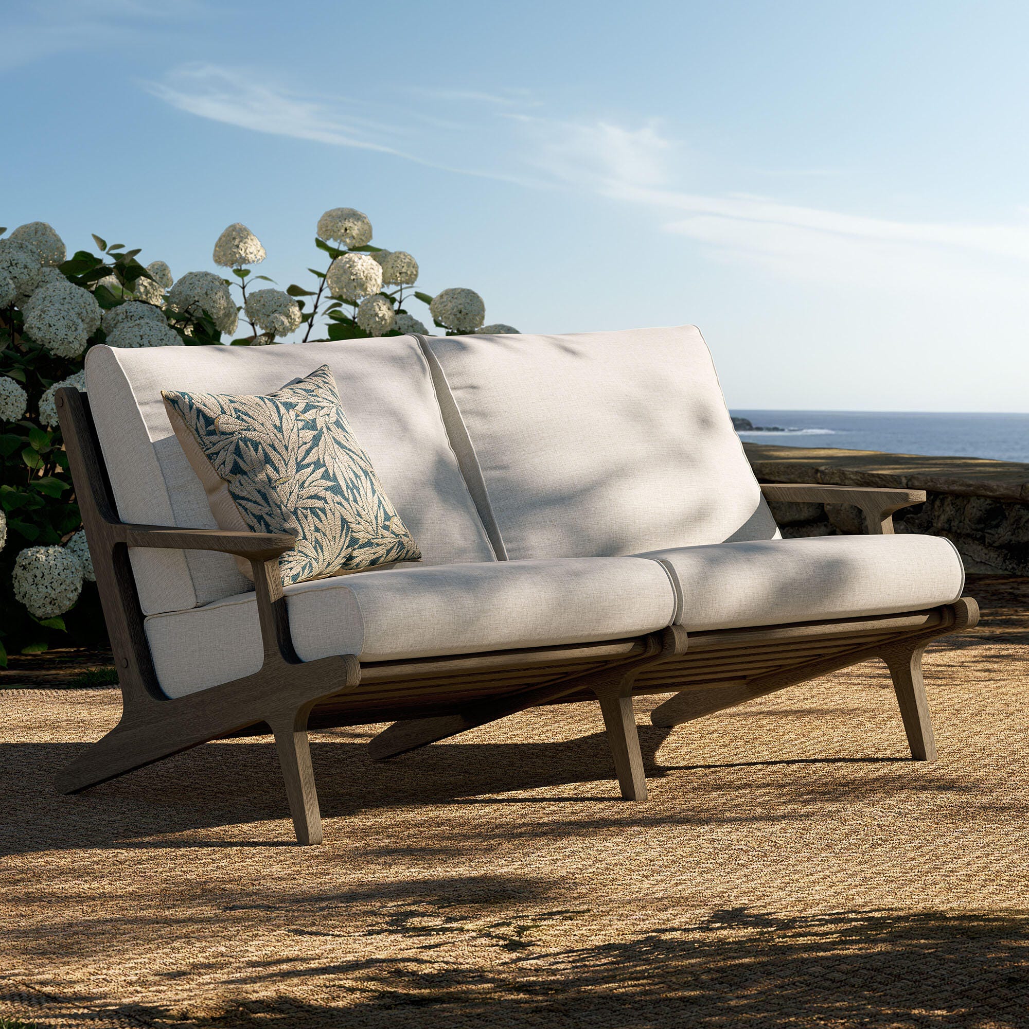 Modway Saratoga Outdoor Loveseat, Pebble, rollover